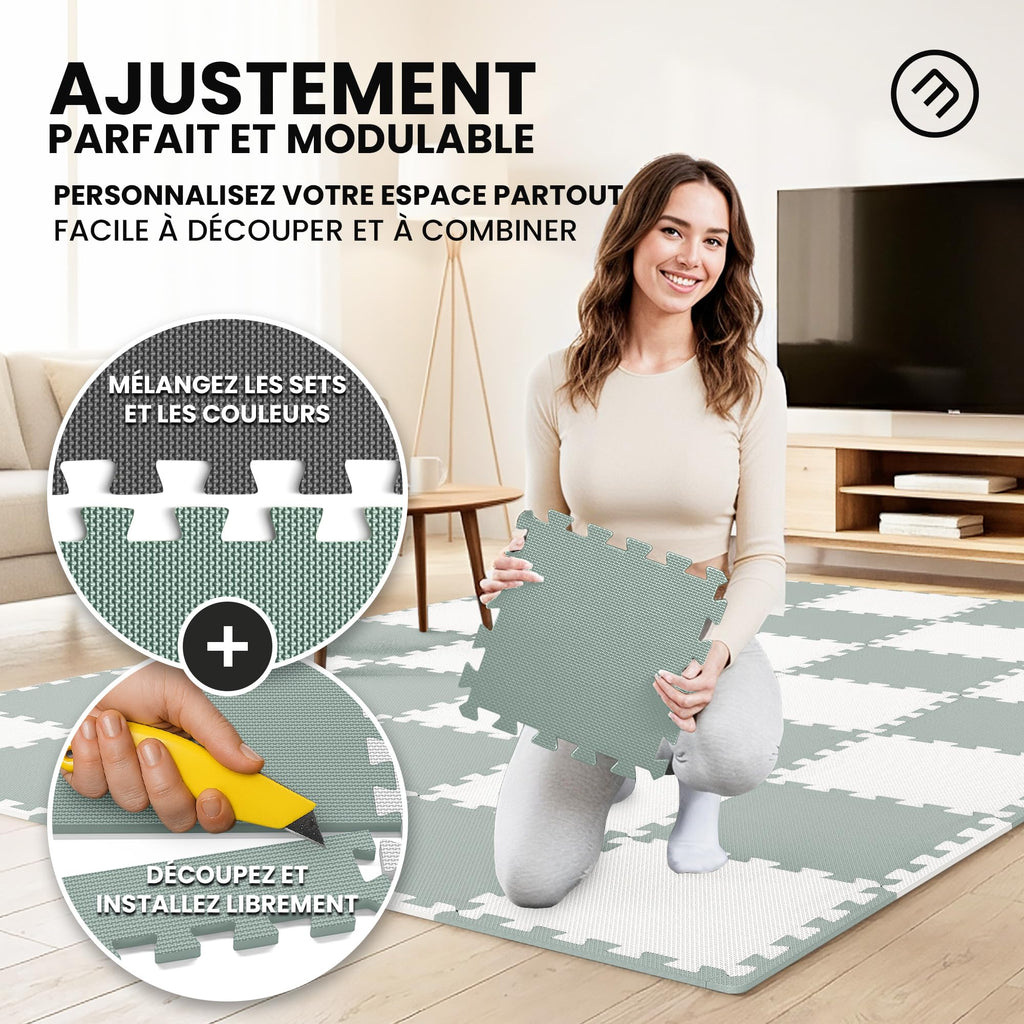 bemaxx Tapis de Fitness Protection de Sol Salle de Sport - Dalles en Mousse | EVA Caoutchouc sans BPA Matelas Puzzle Yoga Pilates Tatami pour Matériel Gym Banc de Musculation Garage Piscine Isolation