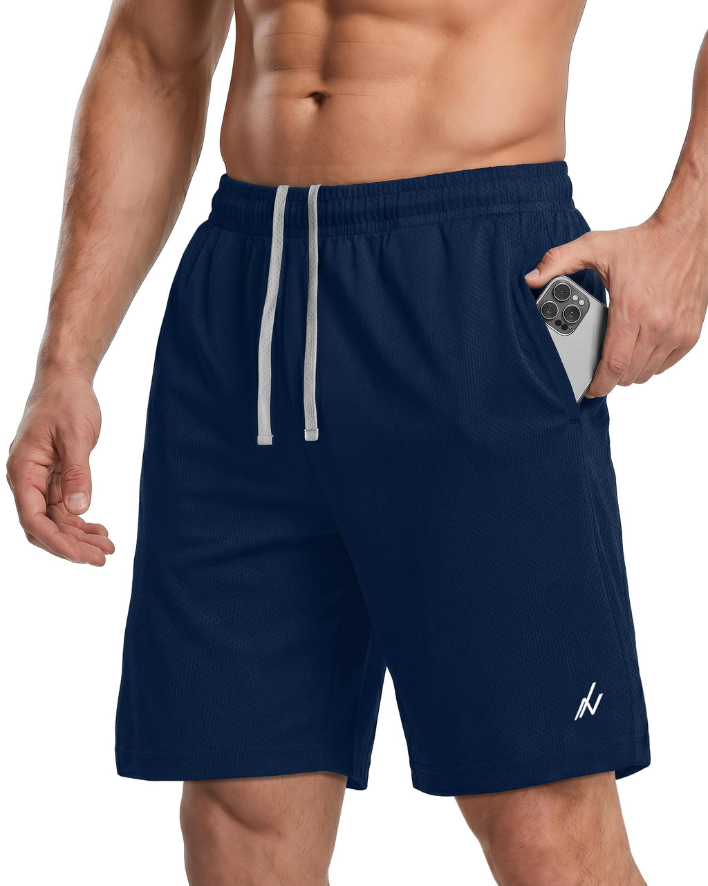 Breathable Mesh Mens Athletic Shorts Loose-Fit Quick Dry Running Gym Shorts | Lightweight Activewear Knit Workout Shorts with Pockets 8 Inch Inseam Elastic Waistband with Drawstring