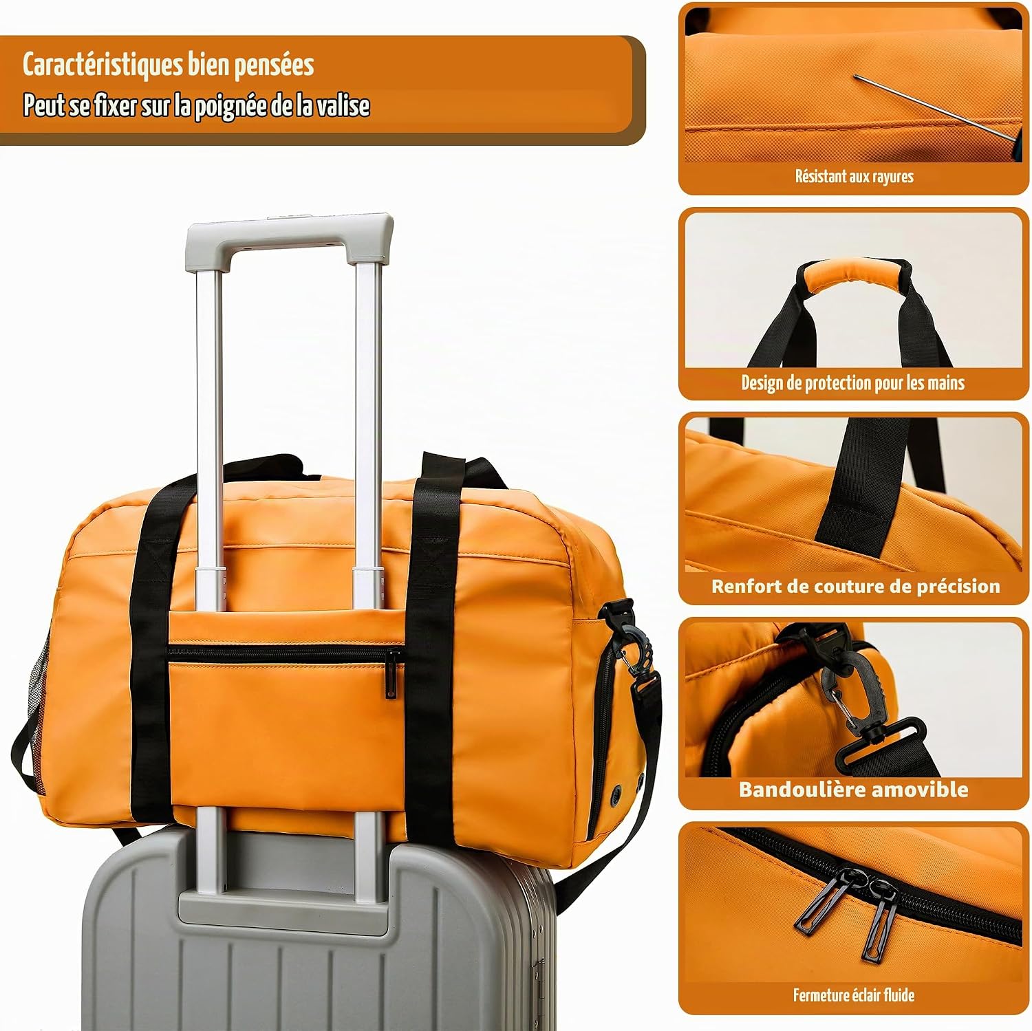 Sac de Sport Femme Homme (Jaune) | Sac Sport avec Compartiment à Chaussures de Ventilation, Sac de Voyage Femme Imperméable avec Compartiment Humide
