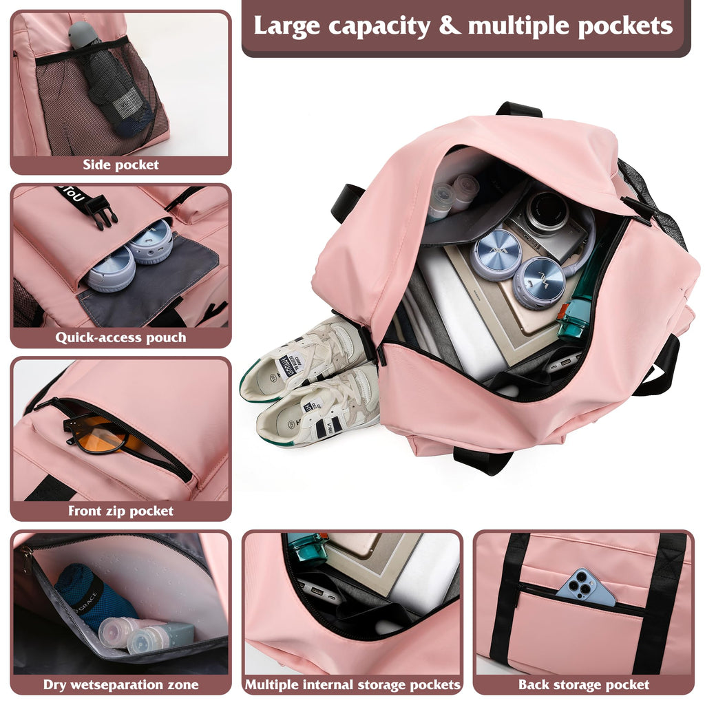 Sac de Sport Femme Homme (Jaune) | Sac Sport avec Compartiment à Chaussures de Ventilation, Sac de Voyage Femme Imperméable avec Compartiment Humide