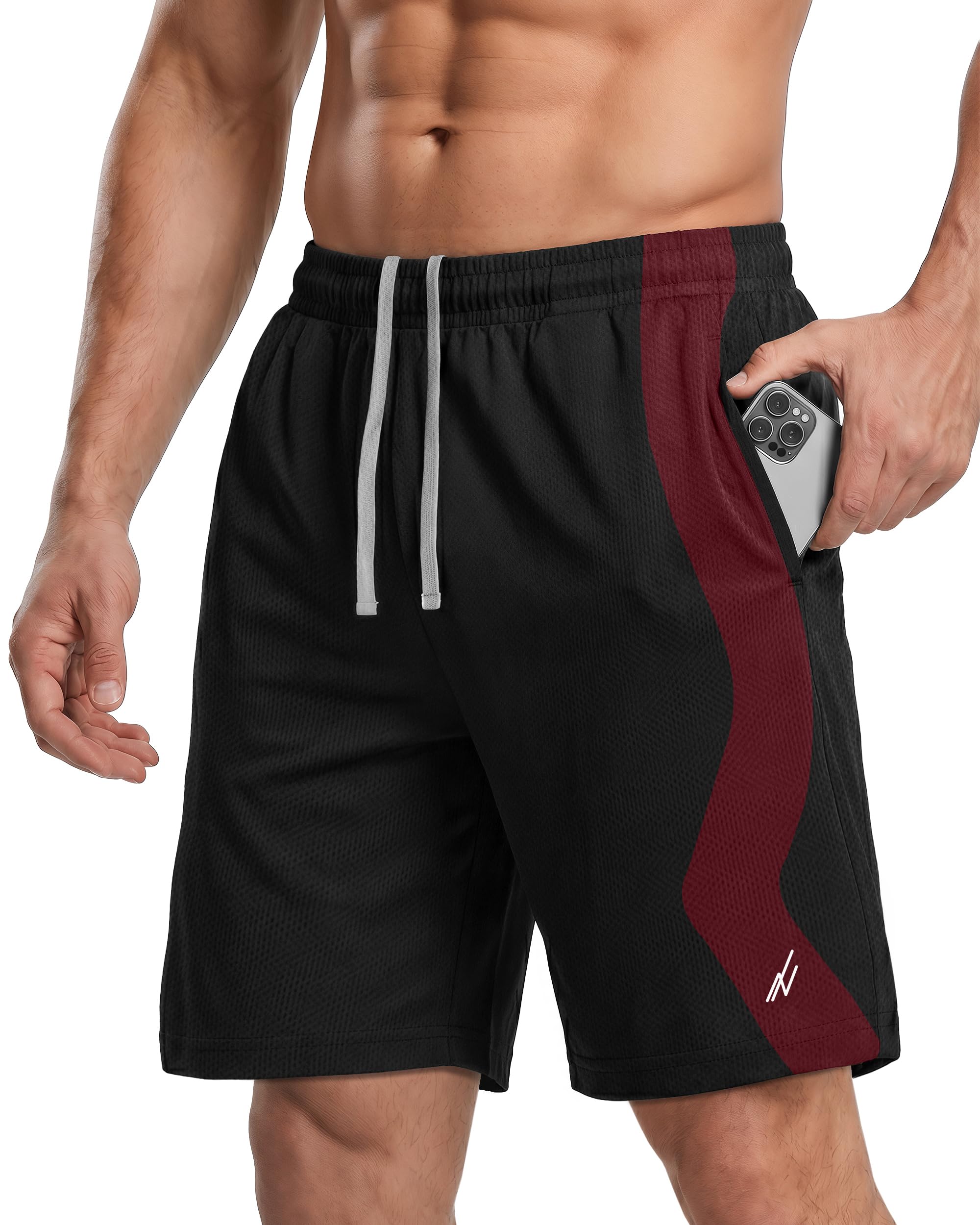 Breathable Mesh Mens Athletic Shorts Loose-Fit Quick Dry Running Gym Shorts | Lightweight Activewear Knit Workout Shorts with Pockets 8 Inch Inseam Elastic Waistband with Drawstring