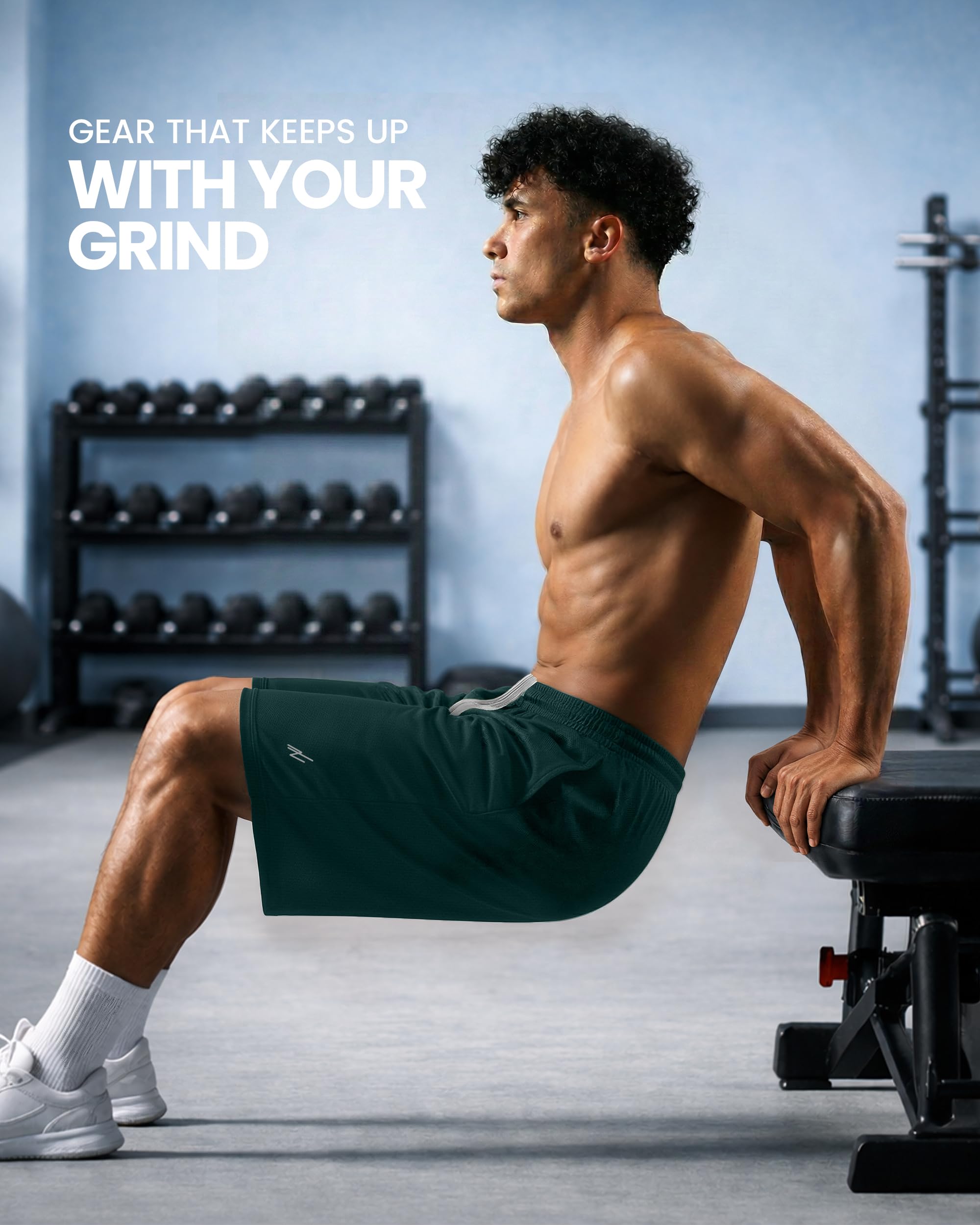 Breathable Mesh Mens Athletic Shorts Loose-Fit Quick Dry Running Gym Shorts | Lightweight Activewear Knit Workout Shorts with Pockets 8 Inch Inseam Elastic Waistband with Drawstring