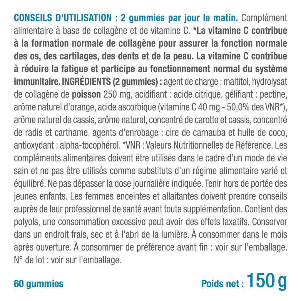 Collagene Marin | Types 1 & 2 Brevetés | Vitamines A, C & E Végétales | Pur et Naturel | Hydratation de la Peau | Protège Os et Cartilages | 900 mg | 90 Gélules | Nutrimea | Fabriqué en France