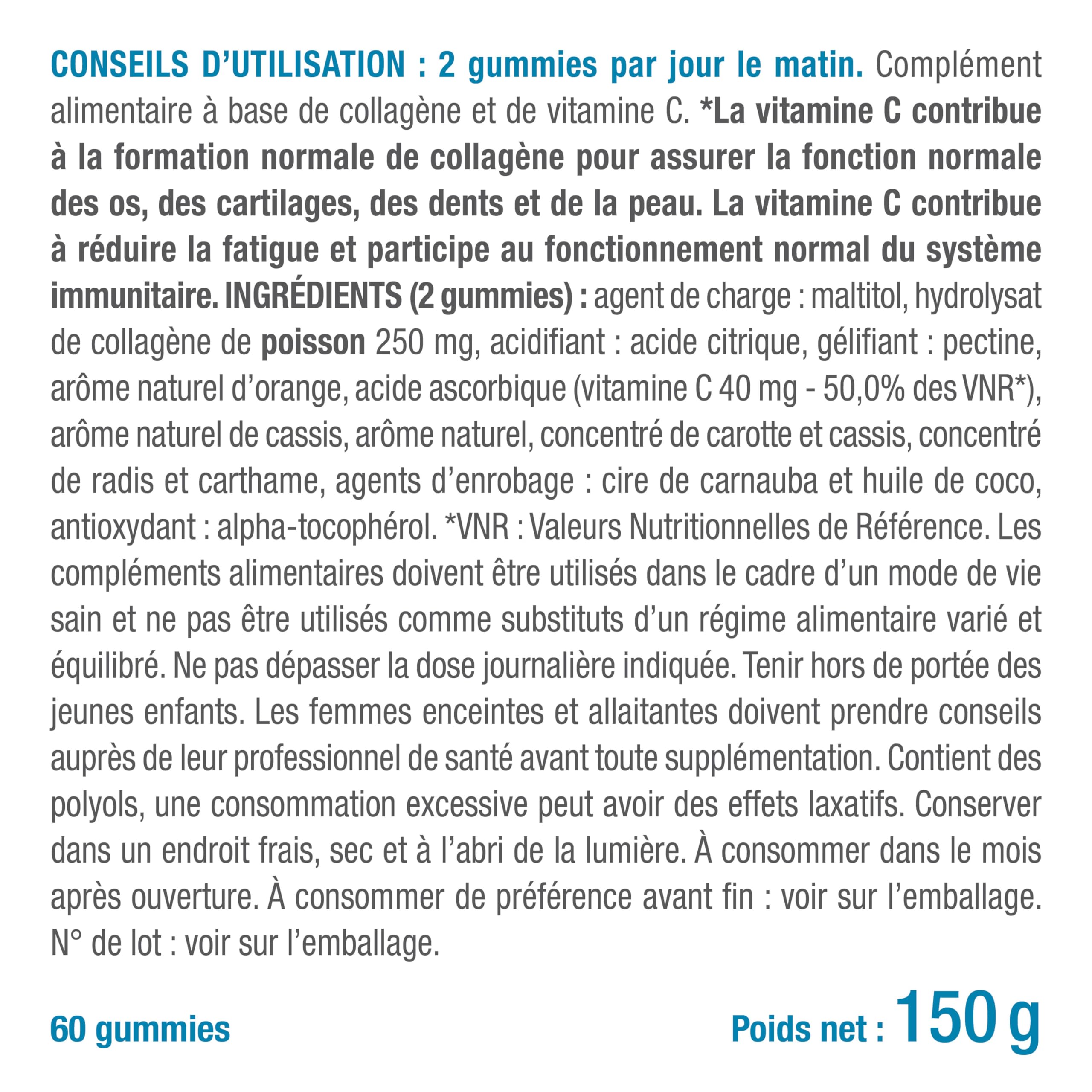 Collagene Marin | Types 1 & 2 Brevetés | Vitamines A, C & E Végétales | Pur et Naturel | Hydratation de la Peau | Protège Os et Cartilages | 900 mg | 90 Gélules | Nutrimea | Fabriqué en France