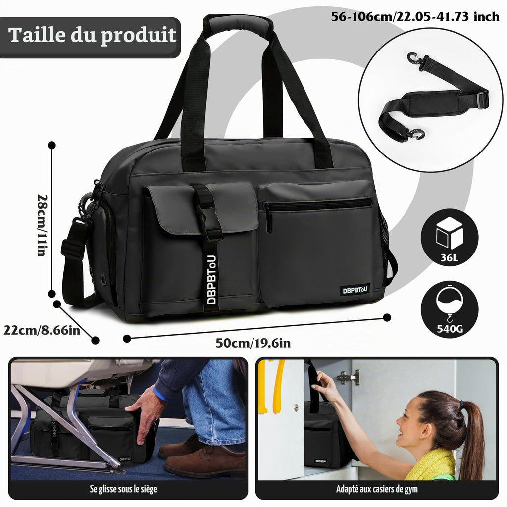 Sac de Sport Femme Homme (Jaune) | Sac Sport avec Compartiment à Chaussures de Ventilation, Sac de Voyage Femme Imperméable avec Compartiment Humide
