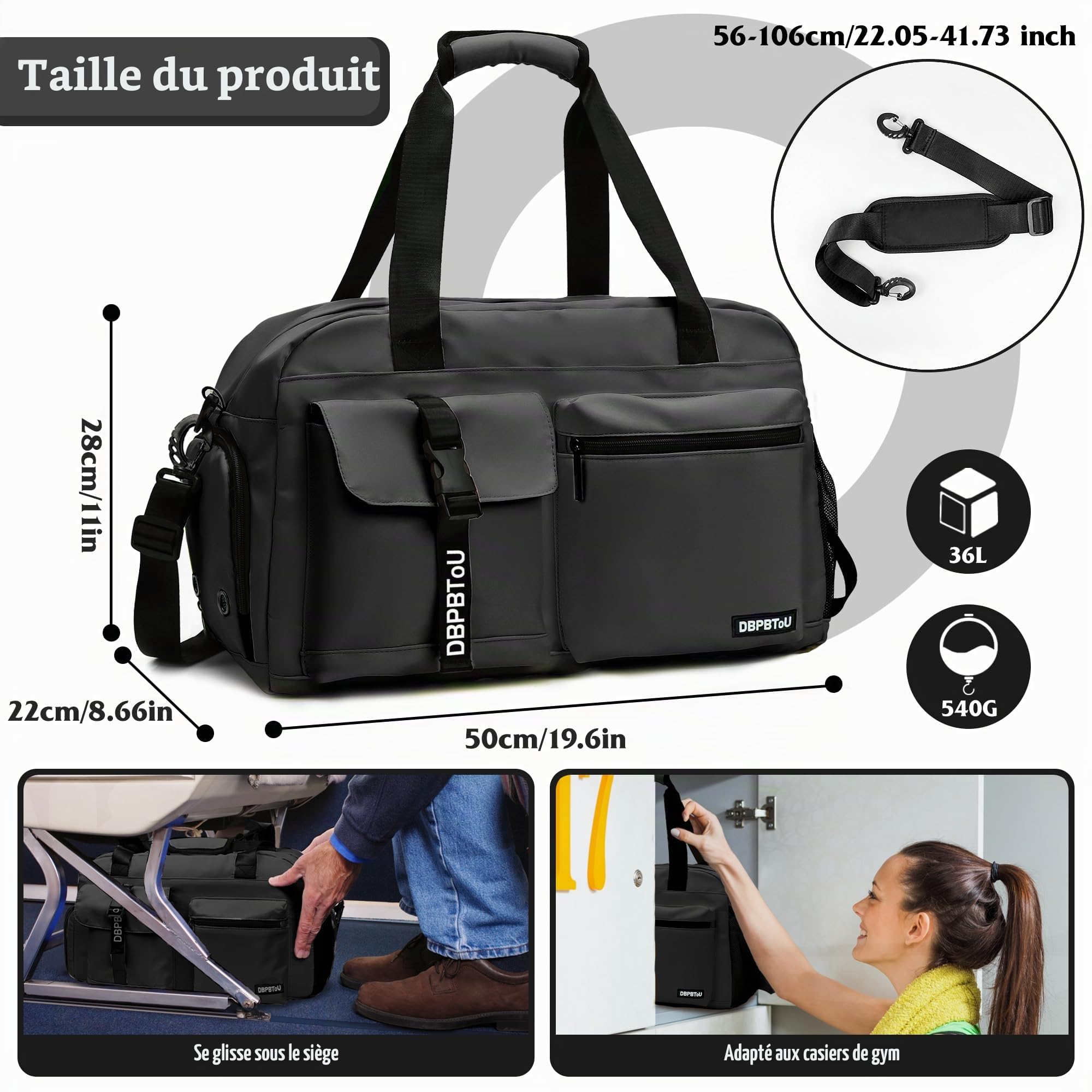 Sac de Sport Femme Homme (Jaune) | Sac Sport avec Compartiment à Chaussures de Ventilation, Sac de Voyage Femme Imperméable avec Compartiment Humide