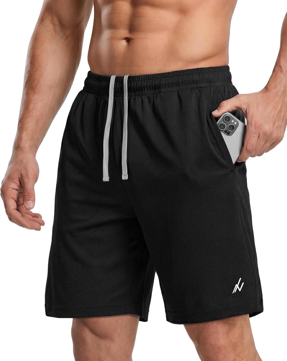 Breathable Mesh Mens Athletic Shorts Loose-Fit Quick Dry Running Gym Shorts | Lightweight Activewear Knit Workout Shorts with Pockets 8 Inch Inseam Elastic Waistband with Drawstring
