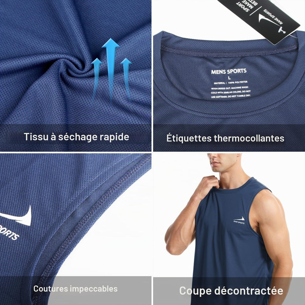 Men's Sleeveless Vest Running Gym Quick Dry Breathable Vest Sports T-Shirt