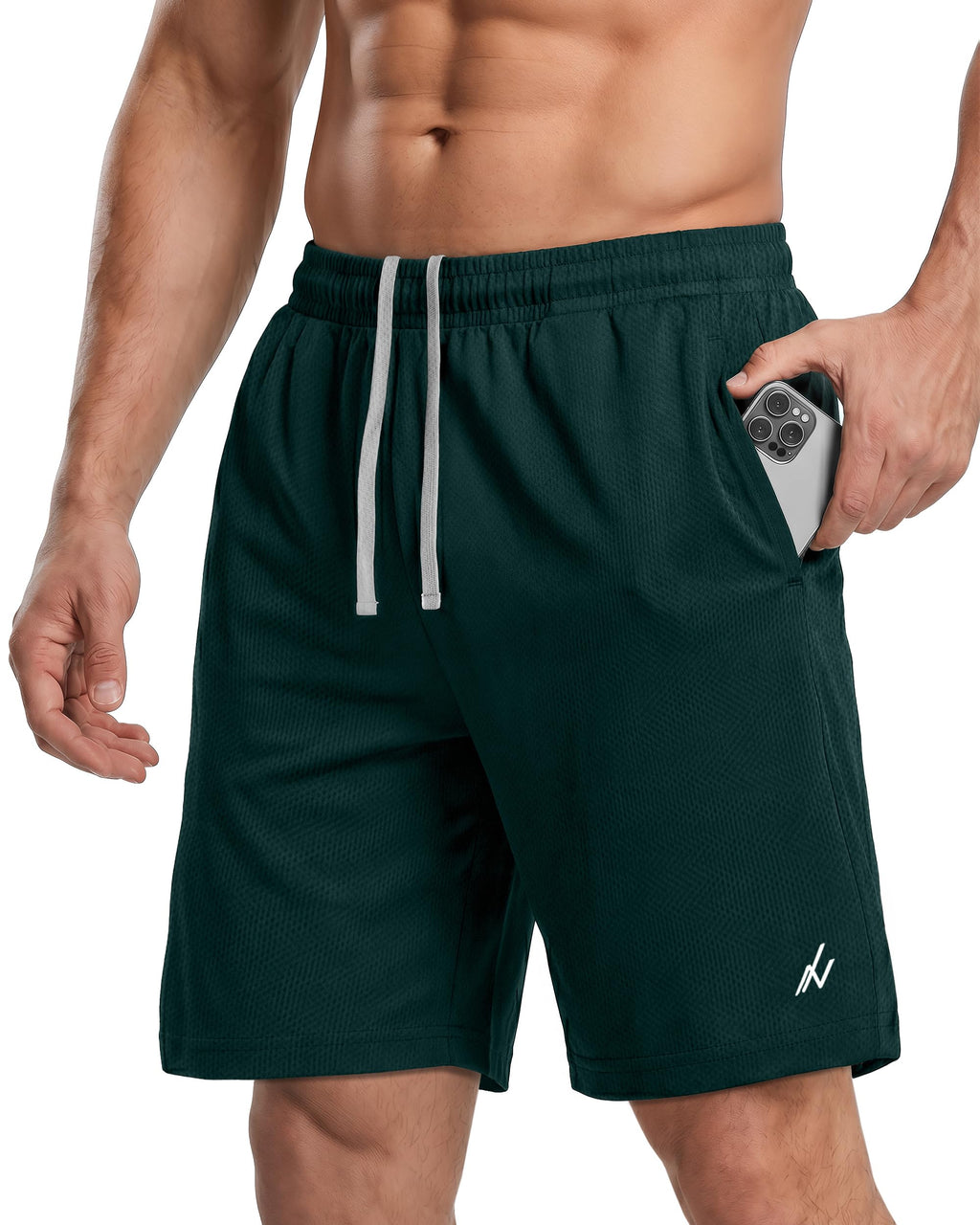 Breathable Mesh Mens Athletic Shorts Loose-Fit Quick Dry Running Gym Shorts | Lightweight Activewear Knit Workout Shorts with Pockets 8 Inch Inseam Elastic Waistband with Drawstring