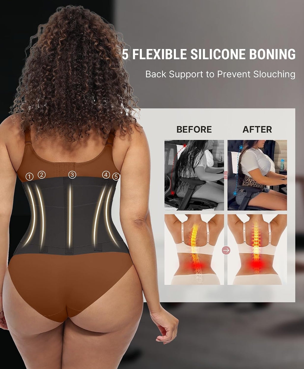 FeelinGirl Waist Trainer Belt Cincher Corset Tummy Control Faja Body Shaper | Hourglass Shaping, Triple Wrap, Hook-loop Closure, Postpartum Gym Workout, Underbust Girdle, Perspiring Fabric