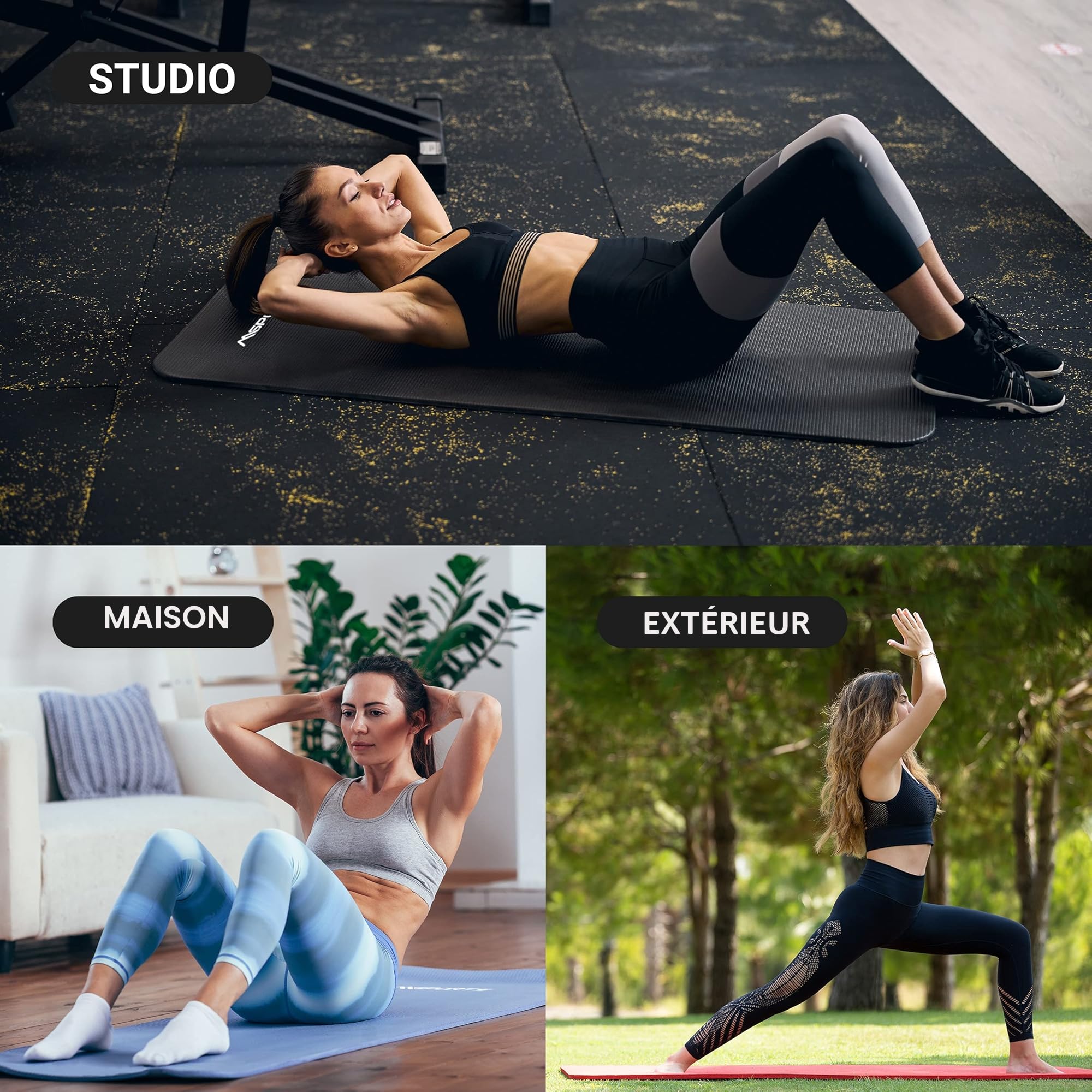 MSPORTS Premium Gymnastics Mat – Non-Slip Floor Mat for Fitness, Yoga & Strength Training – Available in 4 Sizes and 12 Colors Thick Yoga Mat