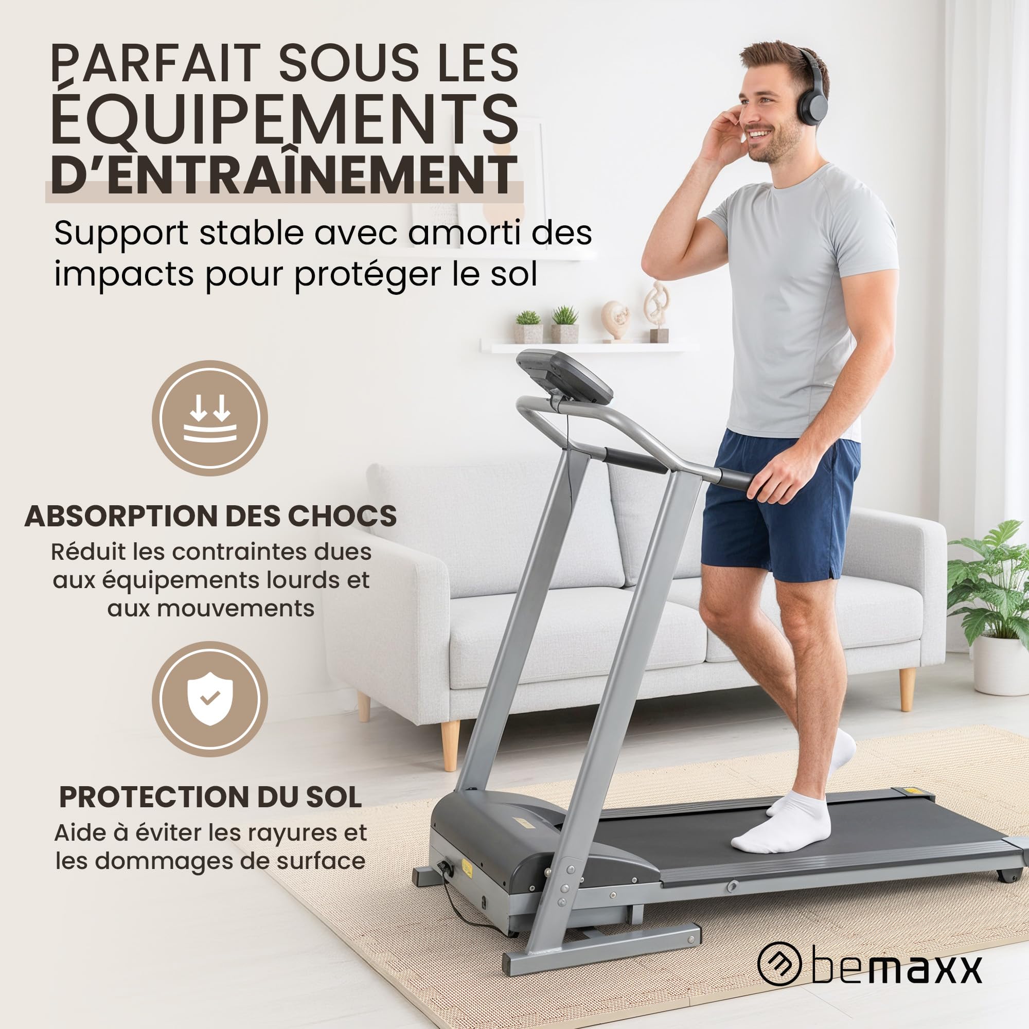 bemaxx Tapis de Fitness Protection de Sol Salle de Sport - Dalles en Mousse | EVA Caoutchouc sans BPA Matelas Puzzle Yoga Pilates Tatami pour Matériel Gym Banc de Musculation Garage Piscine Isolation