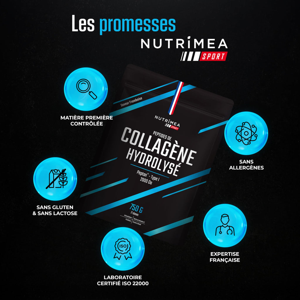 Collagene Marin | Types 1 & 2 Brevetés | Vitamines A, C & E Végétales | Pur et Naturel | Hydratation de la Peau | Protège Os et Cartilages | 900 mg | 90 Gélules | Nutrimea | Fabriqué en France