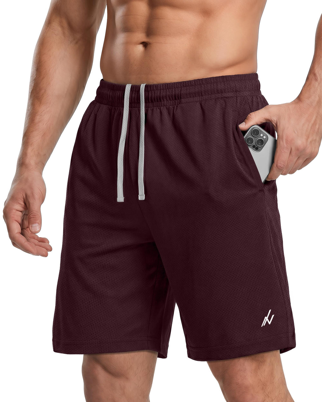 Breathable Mesh Mens Athletic Shorts Loose-Fit Quick Dry Running Gym Shorts | Lightweight Activewear Knit Workout Shorts with Pockets 8 Inch Inseam Elastic Waistband with Drawstring