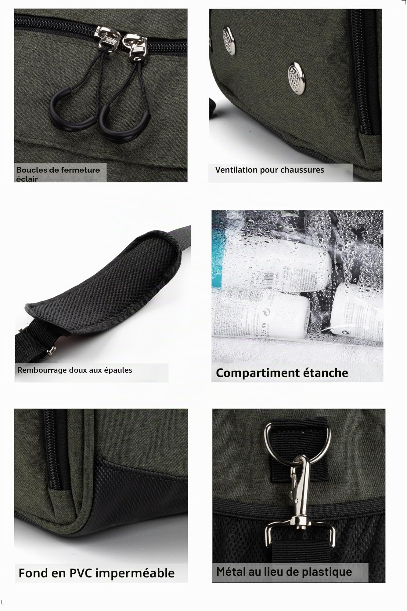 Fitgriff® Sac de Sport Homme & Femme V1 - Sacs de Voyage avec Compartiments Chaussures et Humide, pour Gym, Fitness, Weekend - Duffel Bag