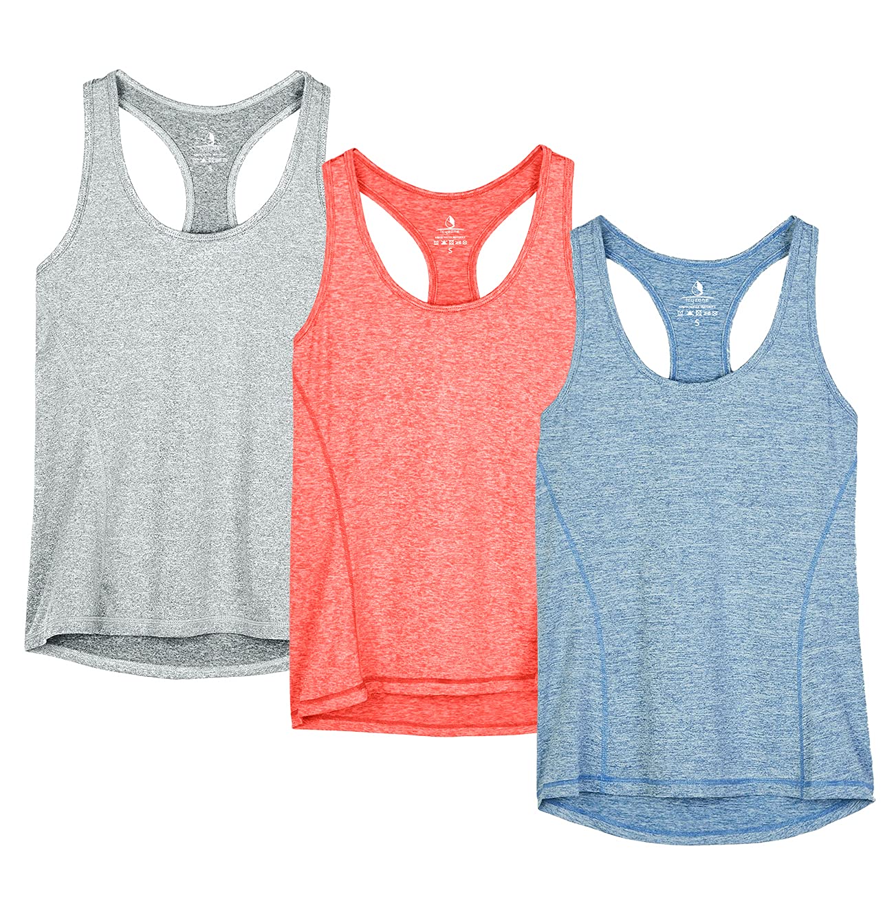 icyzone Women's Racerback Sports Tank Top Yoga Shirt Sleeveless Running Fitness Tank Top, Pack of 3