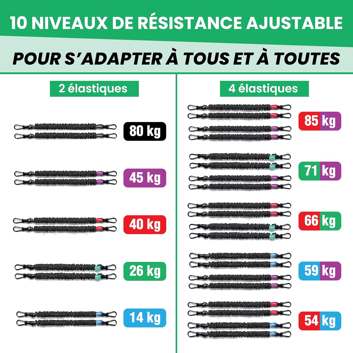 Resistance Bands Set with 10 Natural Latex Resistance Bands 200 kg + Resistance Bar & Suspension Straps – Fitness/Pilates/Home Workout & Crossfit Resistance Band Kit