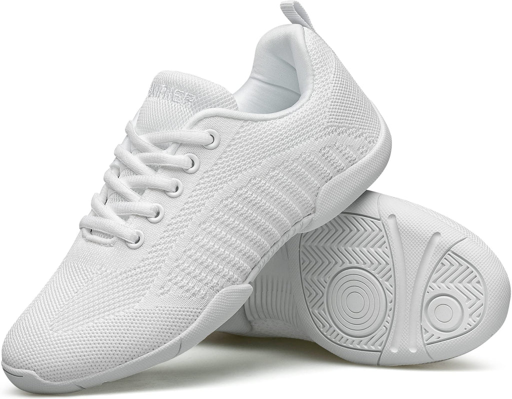 BAXINIER Girls White Cheerleading Shoes | Breathable Youth Cheer Competition Sneakers Athletic Training Dance Tennis Walking Shoes