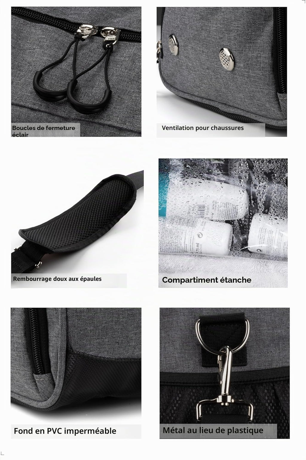 Fitgriff® Sac de Sport Homme & Femme V1 - Sacs de Voyage avec Compartiments Chaussures et Humide, pour Gym, Fitness, Weekend - Duffel Bag