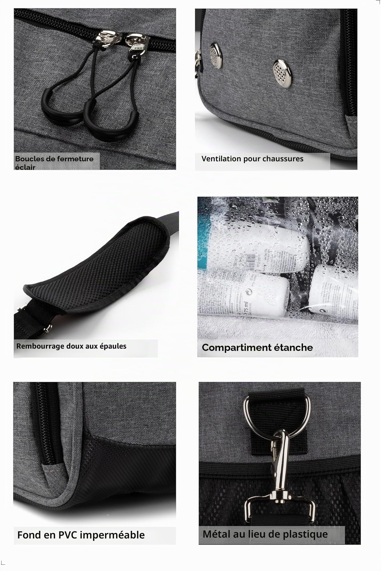 Fitgriff® Sac de Sport Homme & Femme V1 - Sacs de Voyage avec Compartiments Chaussures et Humide, pour Gym, Fitness, Weekend - Duffel Bag