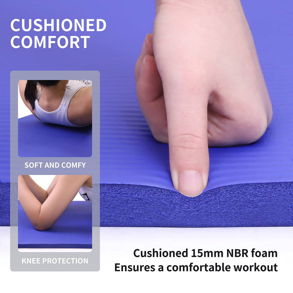 PROIRON Thick 10MM Exercise Mat, Non-Slip Yoga Pilates Gym Mat | Tear-Resistant Reinforced Edges, Flat, Good Elasticity, Camping Mat for Travel, NBR, 1860x660x10mm