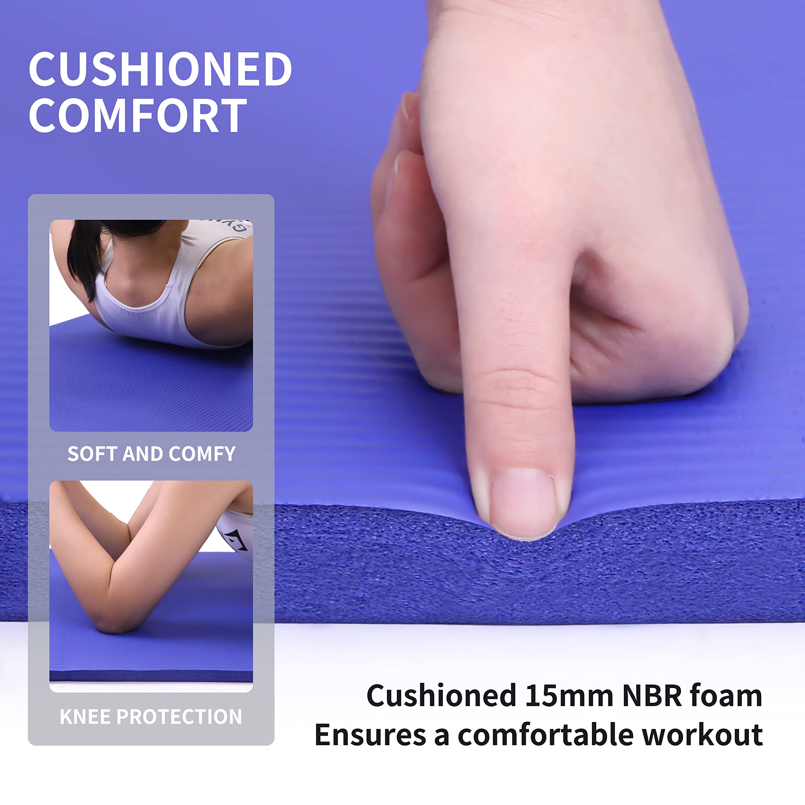 PROIRON Thick 10MM Exercise Mat, Non-Slip Yoga Pilates Gym Mat | Tear-Resistant Reinforced Edges, Flat, Good Elasticity, Camping Mat for Travel, NBR, 1860x660x10mm