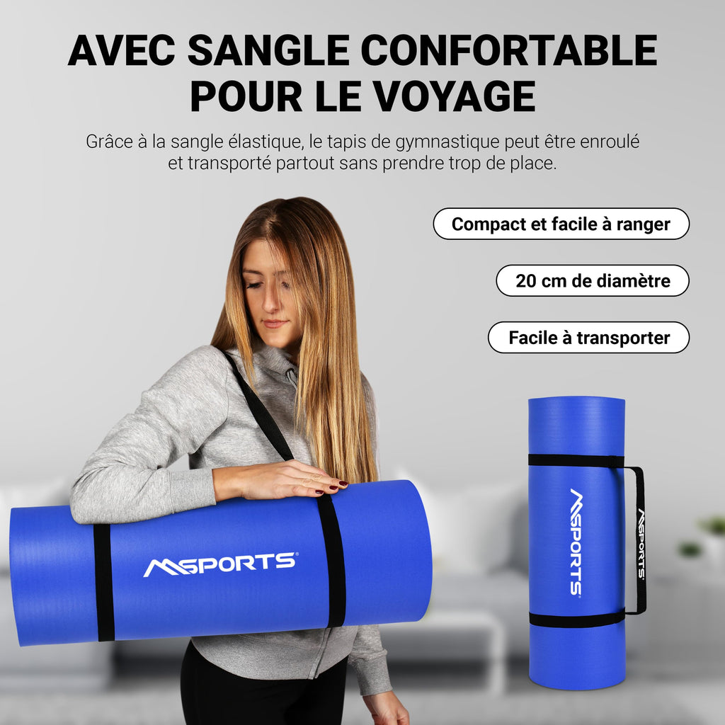 MSPORTS Premium Gymnastics Mat – Non-Slip Floor Mat for Fitness, Yoga & Strength Training – Available in 4 Sizes and 12 Colors Thick Yoga Mat