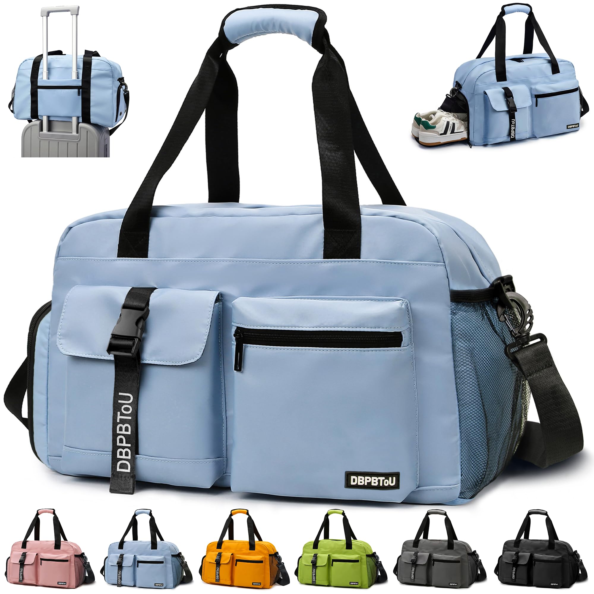 Sac de Sport Femme Homme (Jaune) | Sac Sport avec Compartiment à Chaussures de Ventilation, Sac de Voyage Femme Imperméable avec Compartiment Humide