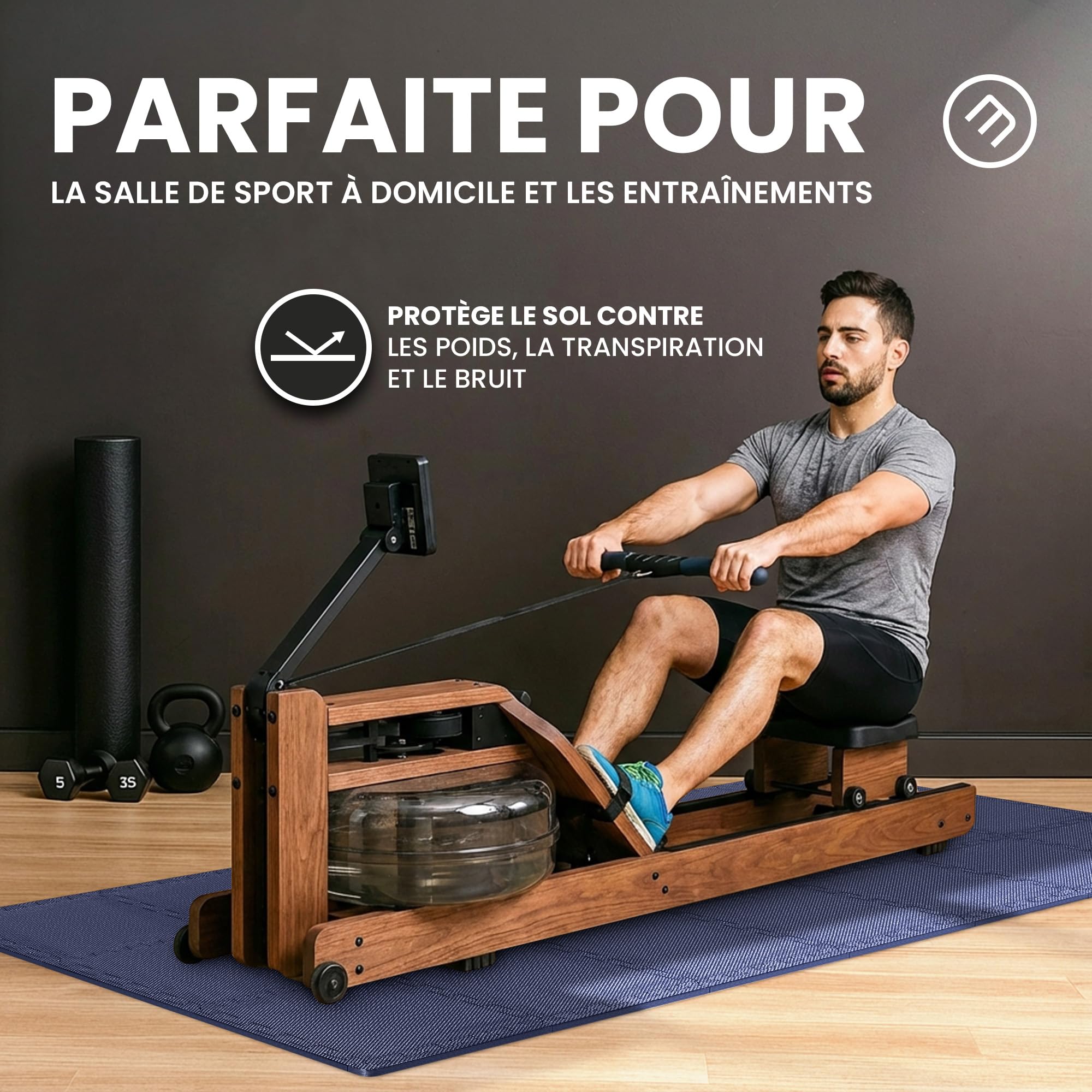 bemaxx Tapis de Fitness Protection de Sol Salle de Sport - Dalles en Mousse | EVA Caoutchouc sans BPA Matelas Puzzle Yoga Pilates Tatami pour Matériel Gym Banc de Musculation Garage Piscine Isolation