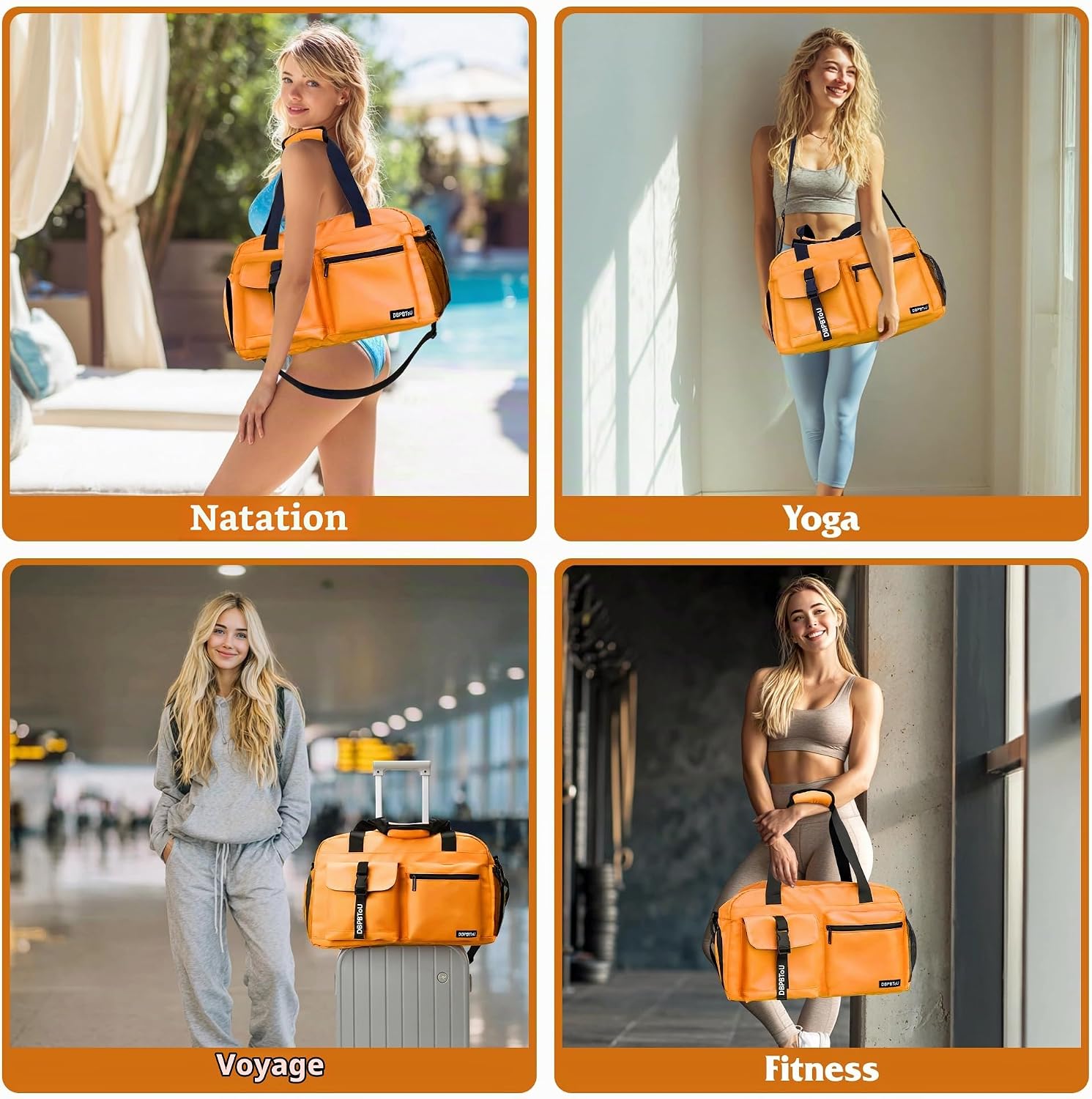 Sac de Sport Femme Homme (Jaune) | Sac Sport avec Compartiment à Chaussures de Ventilation, Sac de Voyage Femme Imperméable avec Compartiment Humide