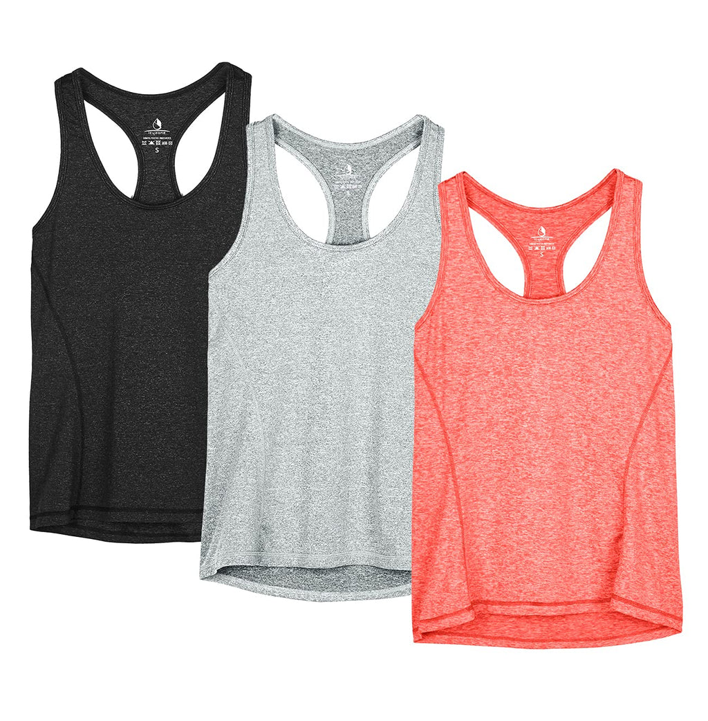 icyzone Débardeur de Sport Femme Dos Nageur Yoga Shirt sans Manches Running Fitness Tank Top, Lot de 3