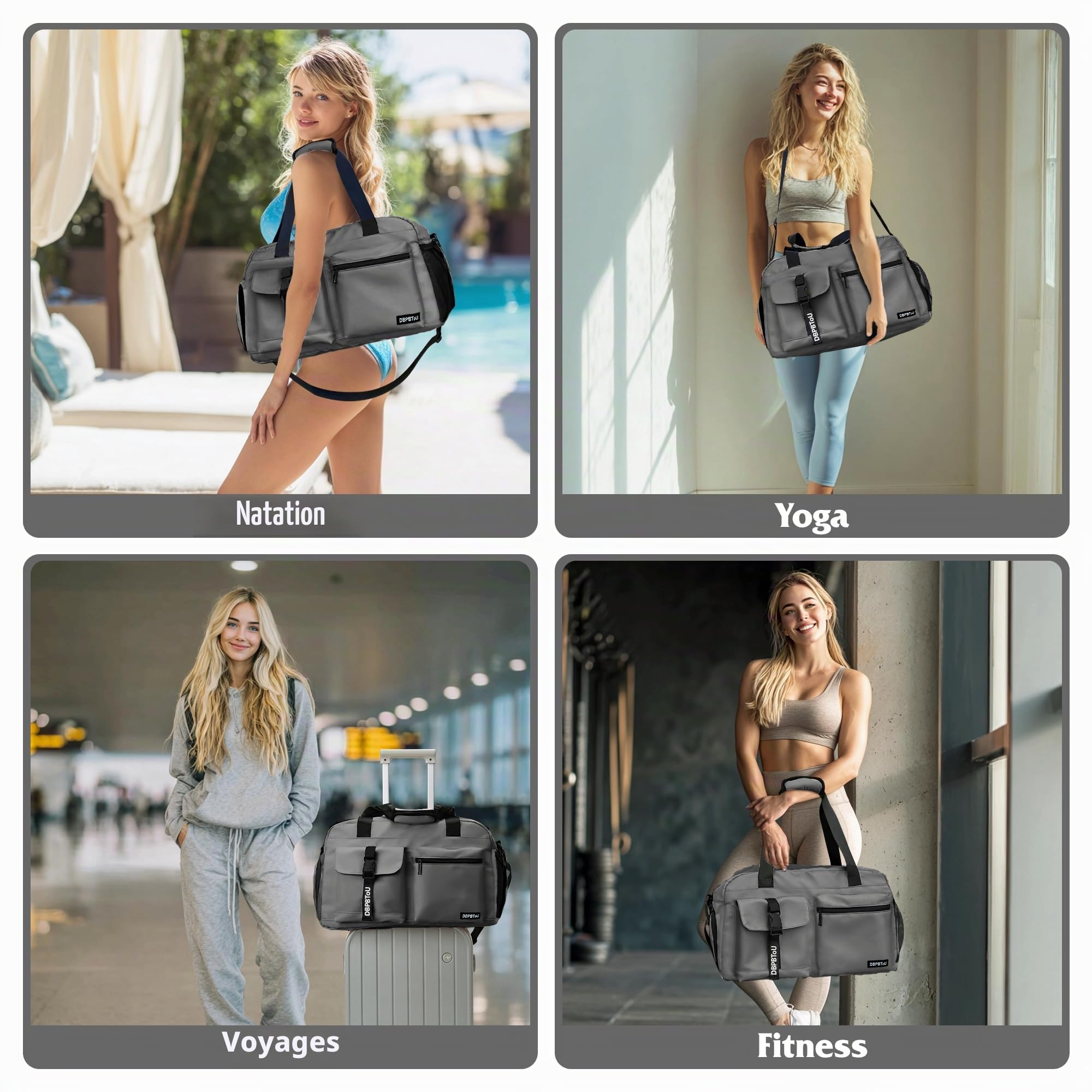 Sac de Sport Femme Homme (Jaune) | Sac Sport avec Compartiment à Chaussures de Ventilation, Sac de Voyage Femme Imperméable avec Compartiment Humide