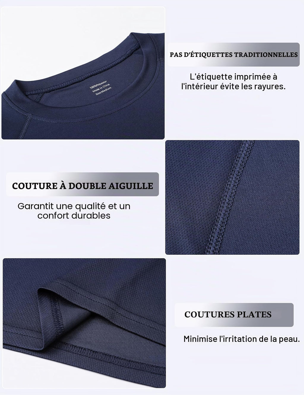 Cimic 1, 3, 5 ou 7 Pack Tee Shirt Sport Homme Fonctionnel | Tissu respirant à séchage rapide, adapté au fitness, randonnée et course à pied.