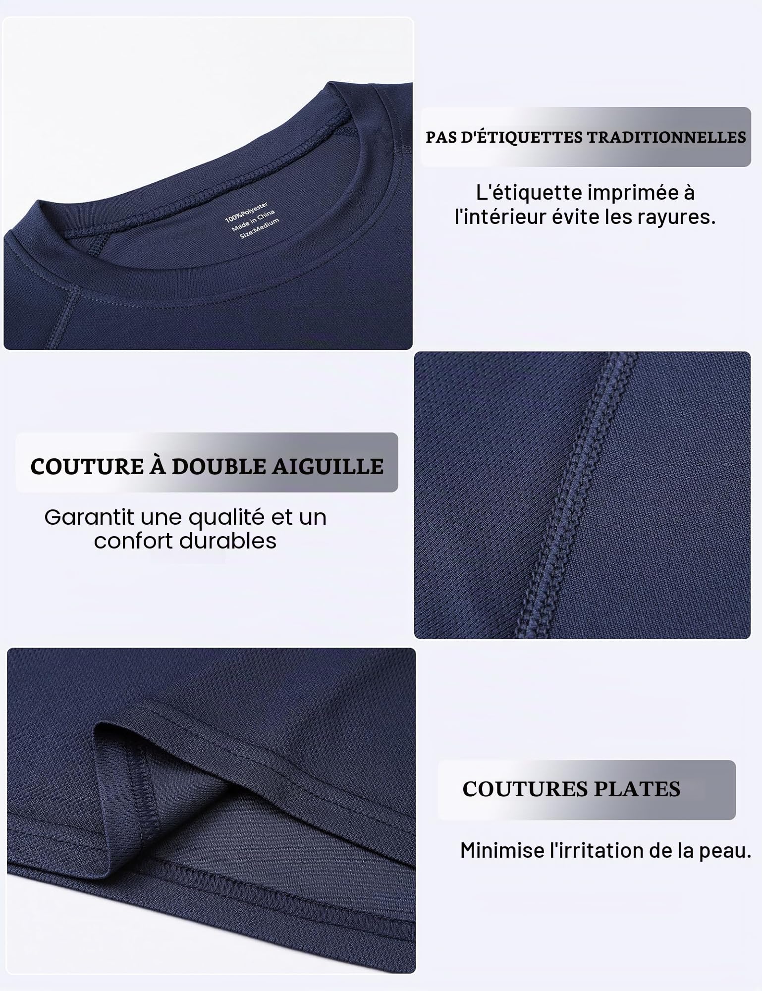 Cimic 1, 3, 5 ou 7 Pack Tee Shirt Sport Homme Fonctionnel | Tissu respirant à séchage rapide, adapté au fitness, randonnée et course à pied.