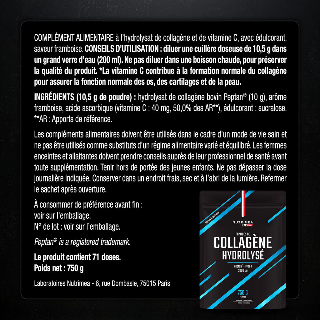 Collagene Marin | Types 1 & 2 Brevetés | Vitamines A, C & E Végétales | Pur et Naturel | Hydratation de la Peau | Protège Os et Cartilages | 900 mg | 90 Gélules | Nutrimea | Fabriqué en France