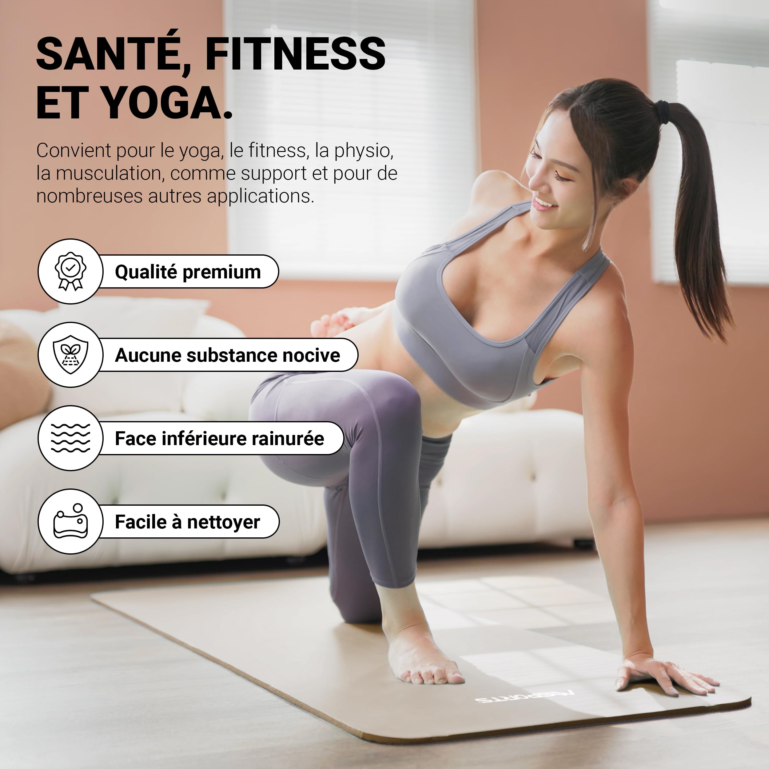 MSPORTS Premium Gymnastics Mat – Non-Slip Floor Mat for Fitness, Yoga & Strength Training – Available in 4 Sizes and 12 Colors Thick Yoga Mat