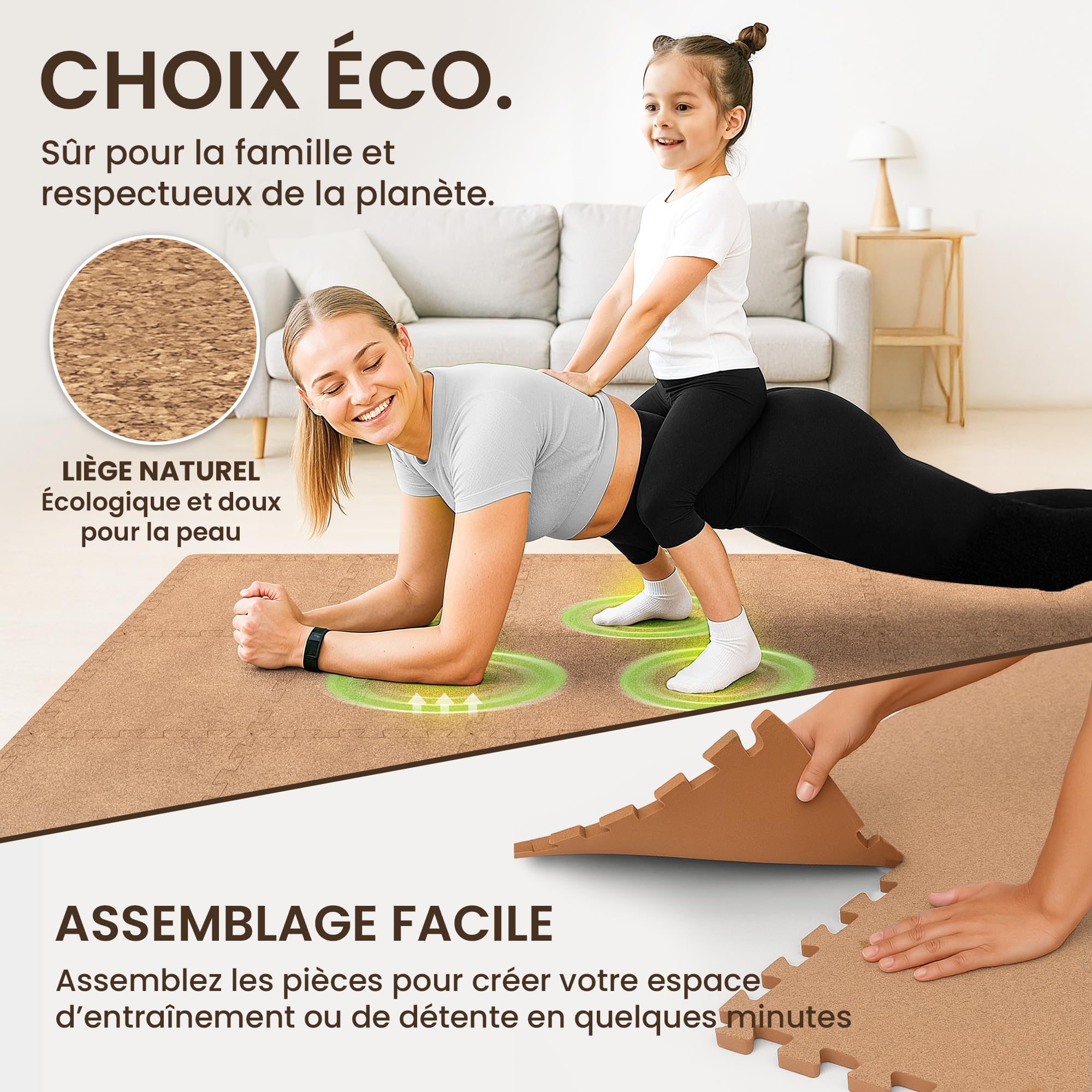 bemaxx Tapis de Fitness Protection de Sol Salle de Sport - Dalles en Mousse | EVA Caoutchouc sans BPA Matelas Puzzle Yoga Pilates Tatami pour Matériel Gym Banc de Musculation Garage Piscine Isolation