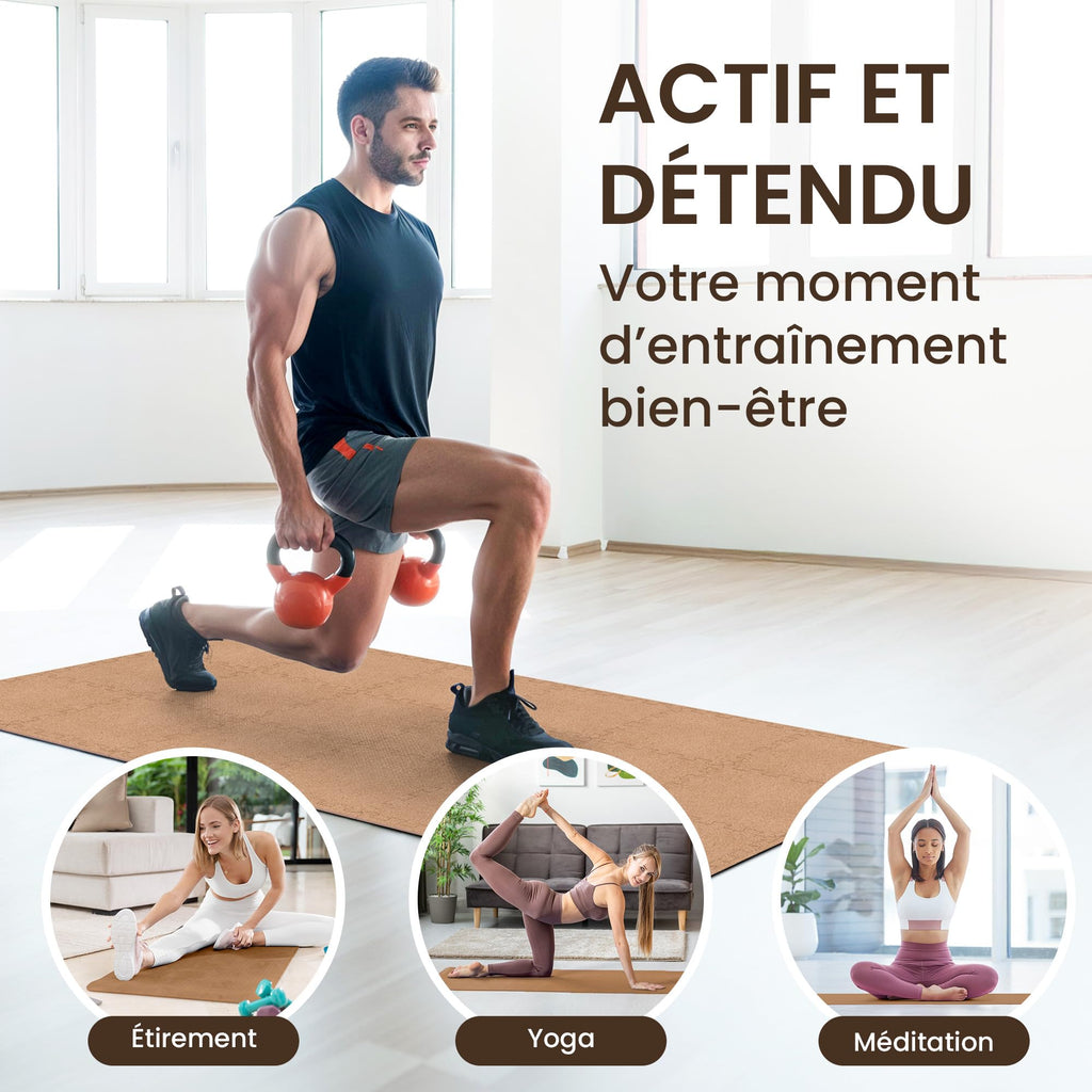 bemaxx Tapis de Fitness Protection de Sol Salle de Sport - Dalles en Mousse | EVA Caoutchouc sans BPA Matelas Puzzle Yoga Pilates Tatami pour Matériel Gym Banc de Musculation Garage Piscine Isolation