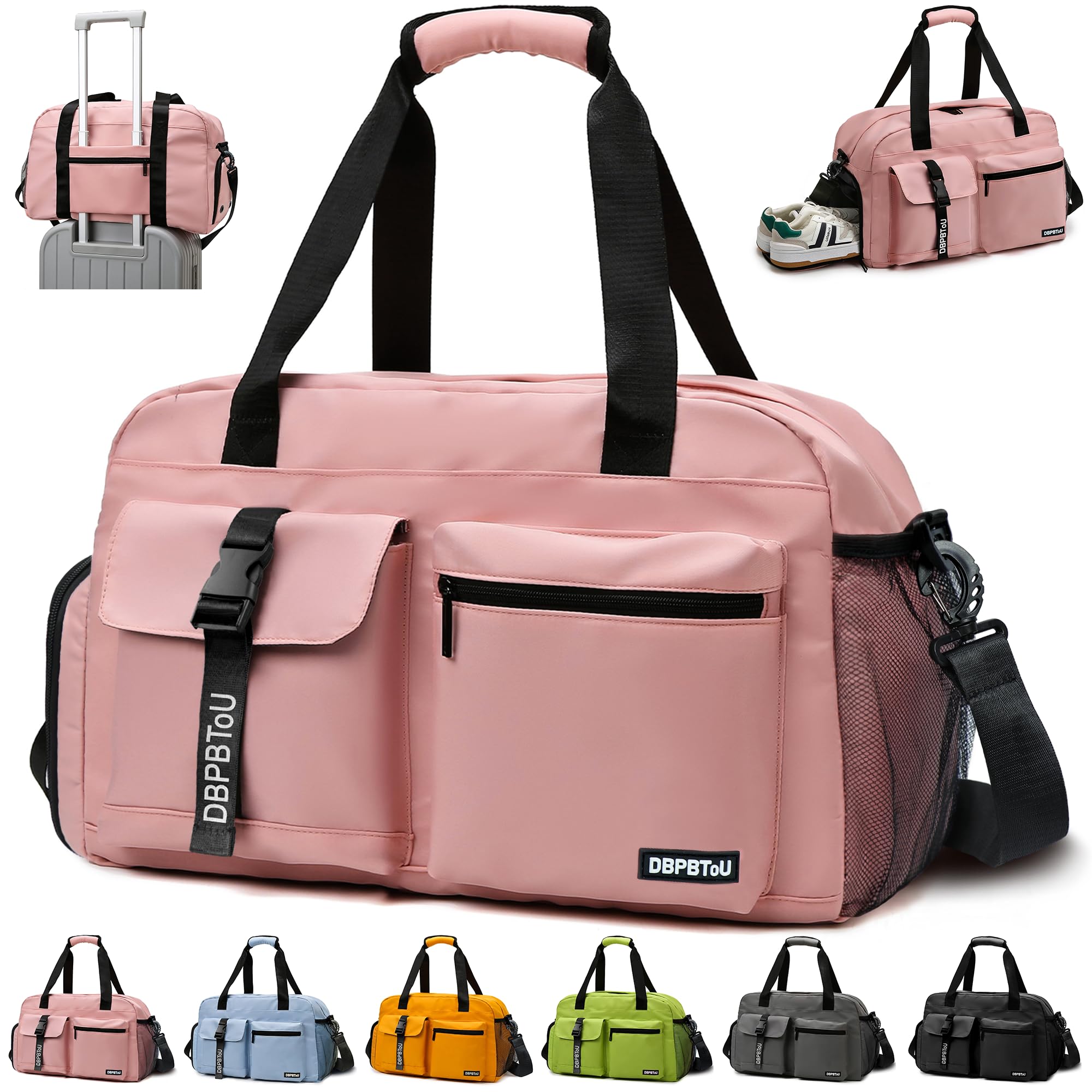 Sac de Sport Femme Homme (Jaune) | Sac Sport avec Compartiment à Chaussures de Ventilation, Sac de Voyage Femme Imperméable avec Compartiment Humide