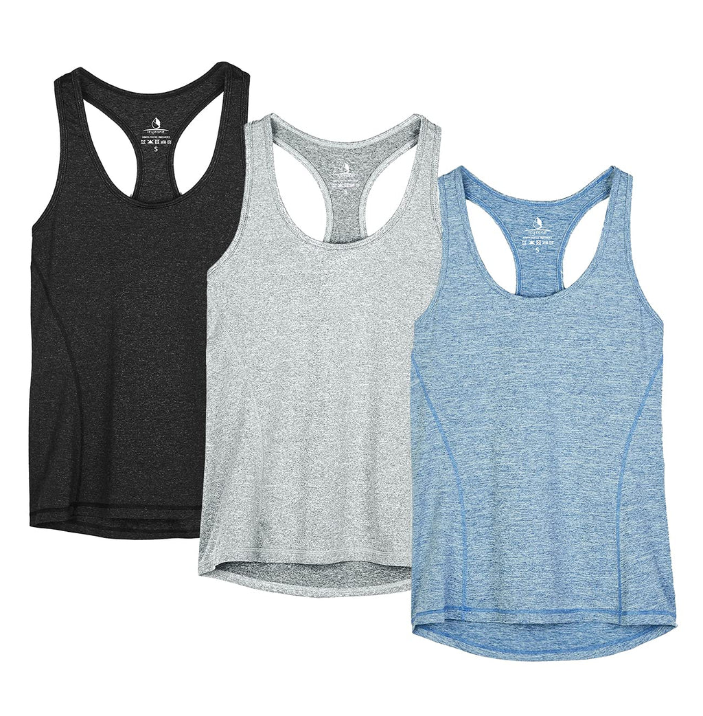 icyzone Débardeur de Sport Femme Dos Nageur Yoga Shirt sans Manches Running Fitness Tank Top, Lot de 3