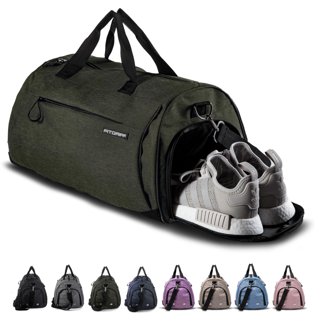 Fitgriff® Sac de Sport Homme & Femme V1 - Sacs de Voyage avec Compartiments Chaussures et Humide, pour Gym, Fitness, Weekend - Duffel Bag