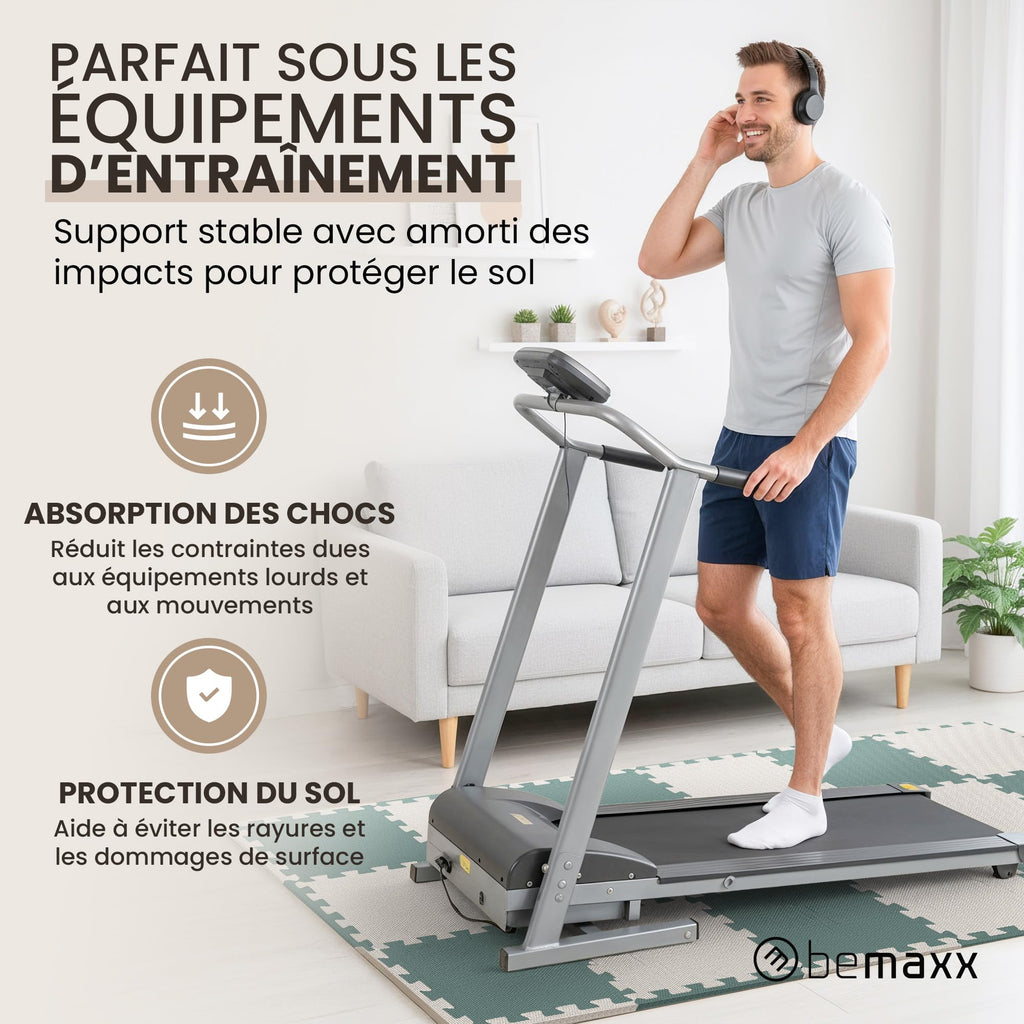 bemaxx Tapis de Fitness Protection de Sol Salle de Sport - Dalles en Mousse | EVA Caoutchouc sans BPA Matelas Puzzle Yoga Pilates Tatami pour Matériel Gym Banc de Musculation Garage Piscine Isolation