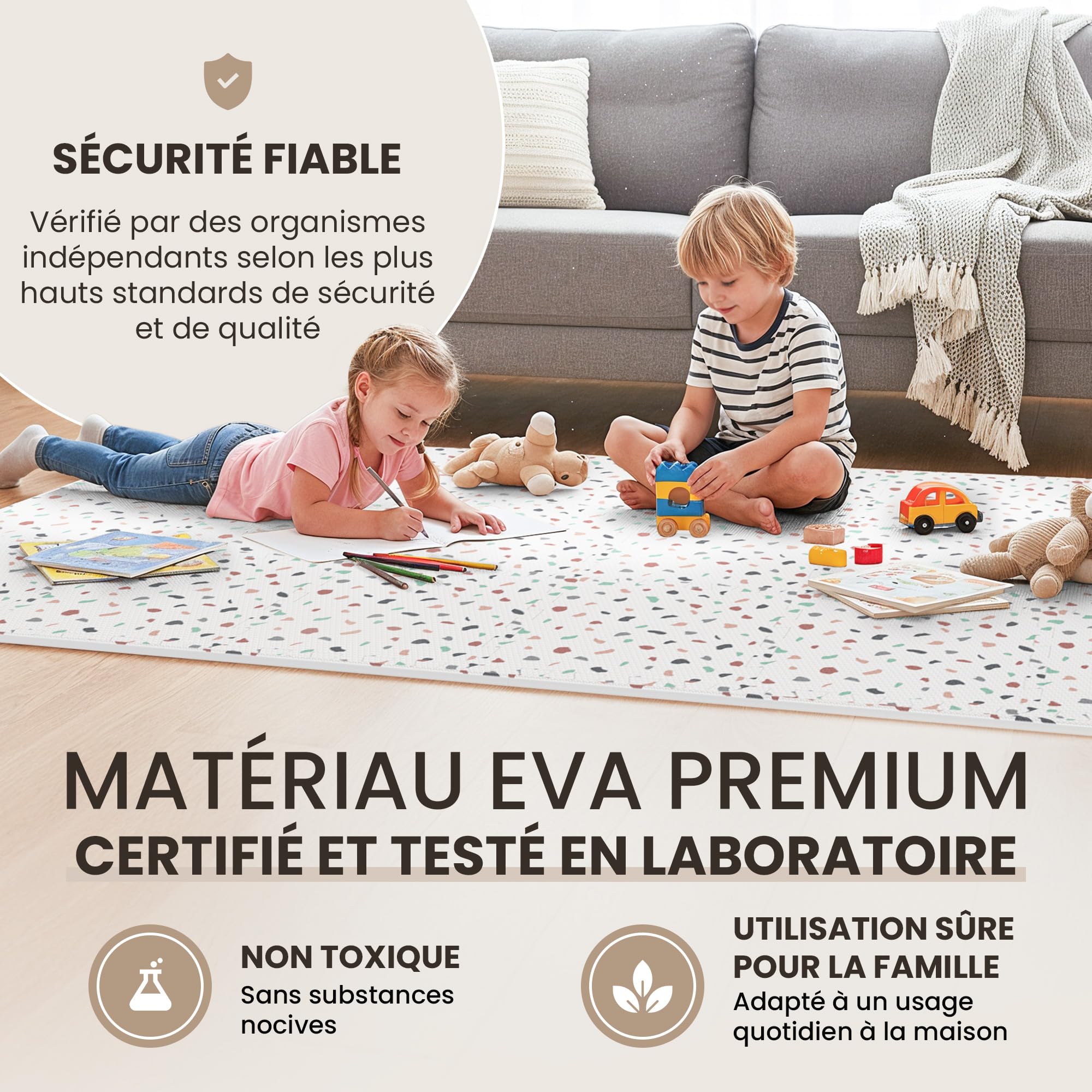 bemaxx Tapis de Fitness Protection de Sol Salle de Sport - Dalles en Mousse | EVA Caoutchouc sans BPA Matelas Puzzle Yoga Pilates Tatami pour Matériel Gym Banc de Musculation Garage Piscine Isolation