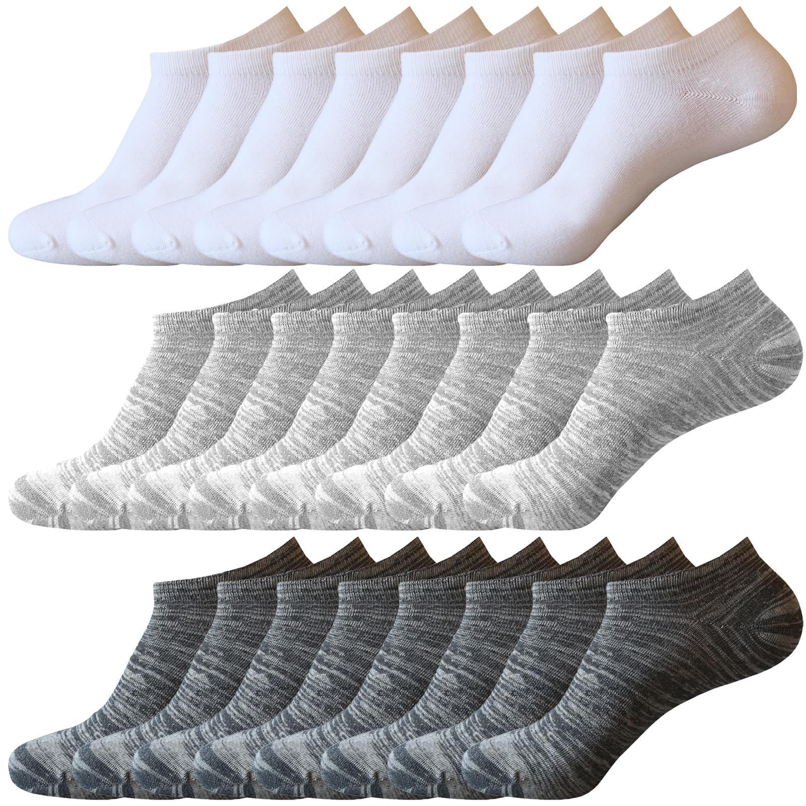 12-30 Pairs Low Cut Ankle Socks for Women No Show Casual Breathable Athletic Socks Bulk for Sport