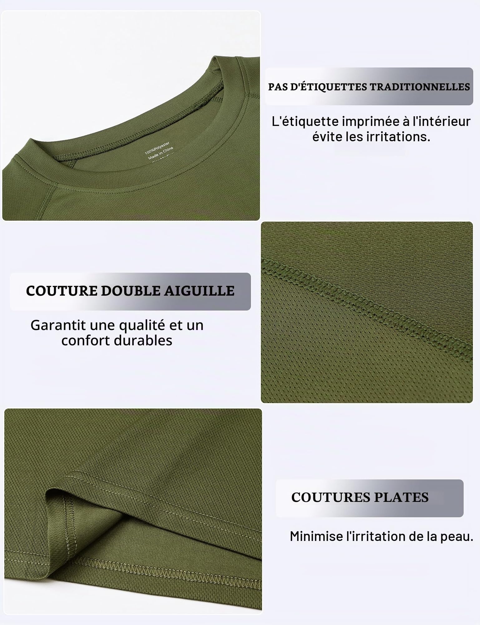 Cimic 1, 3, 5 ou 7 Pack Tee Shirt Sport Homme Fonctionnel | Tissu respirant à séchage rapide, adapté au fitness, randonnée et course à pied.