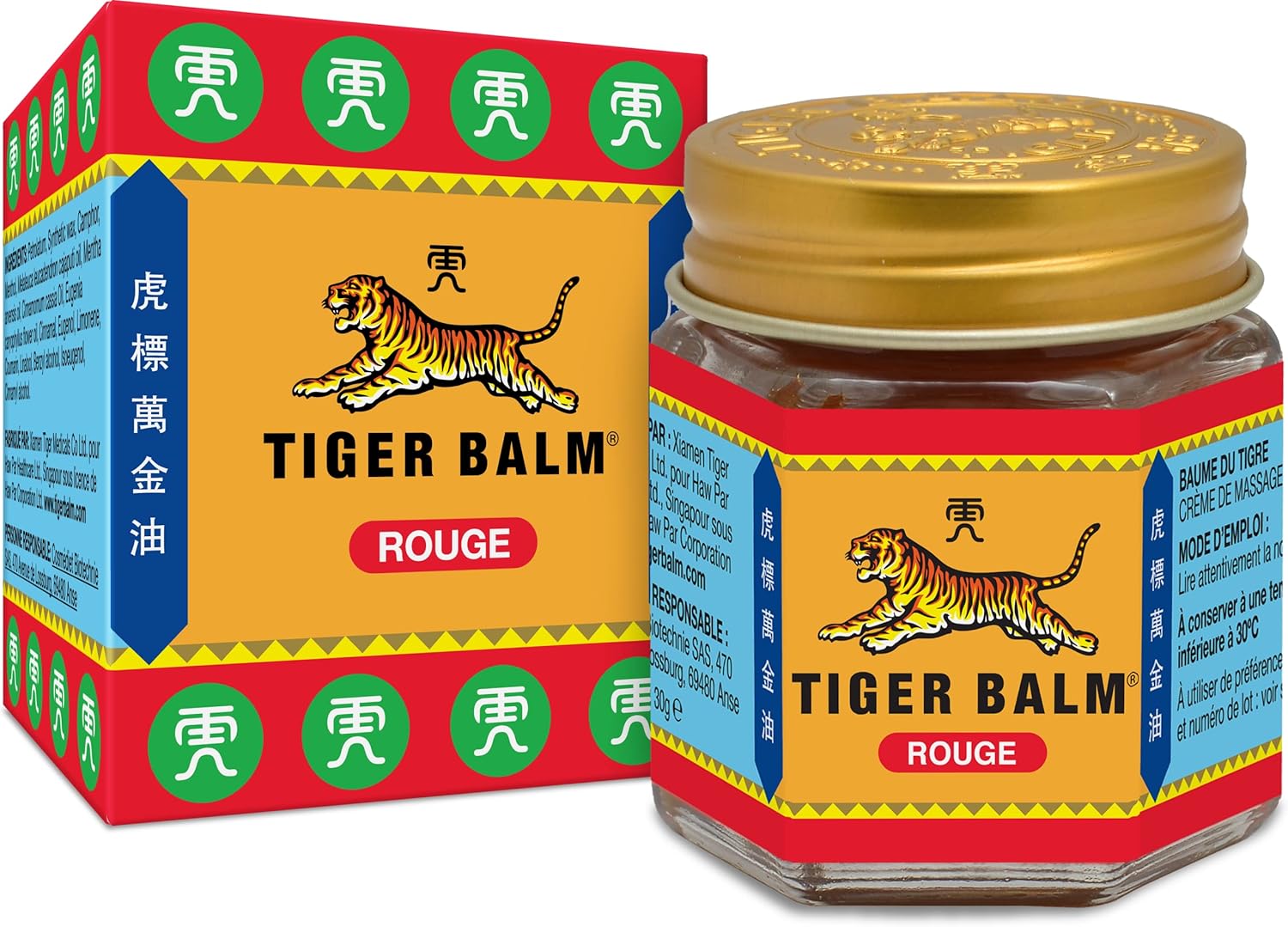 Tiger Balm® Baume du Tigre® Baume Rouge, Effet chaud, Avant l'effort, 30 g