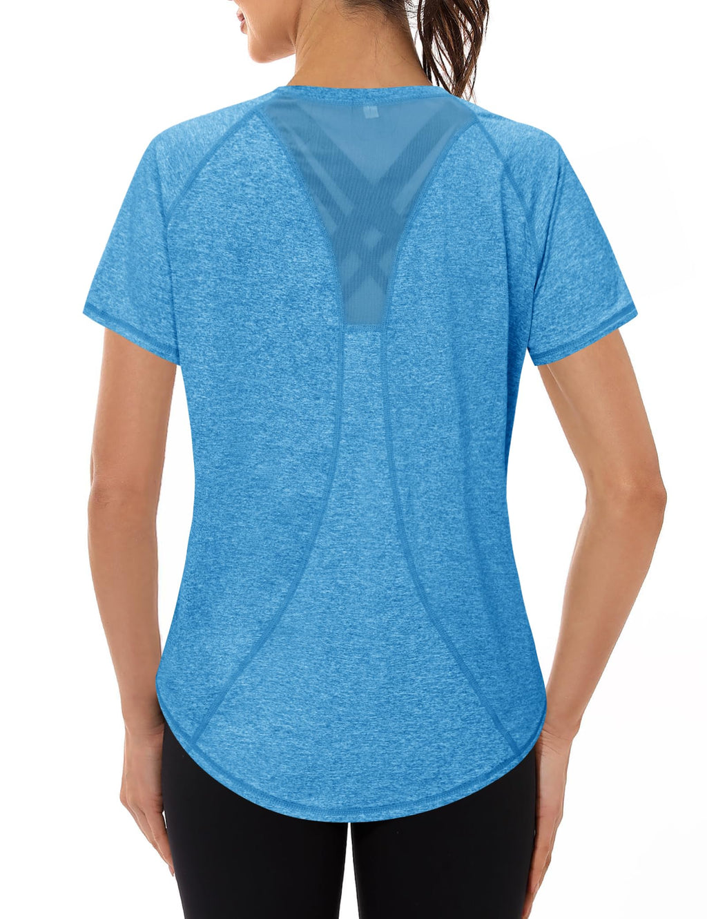 Gyabnw Women's Sport T-Shirt Anti-UV Elastic Crew Neck Short Sleeve Breathable Quick Dry UPF 50+ Fitness Top for Yoga Running and Gym