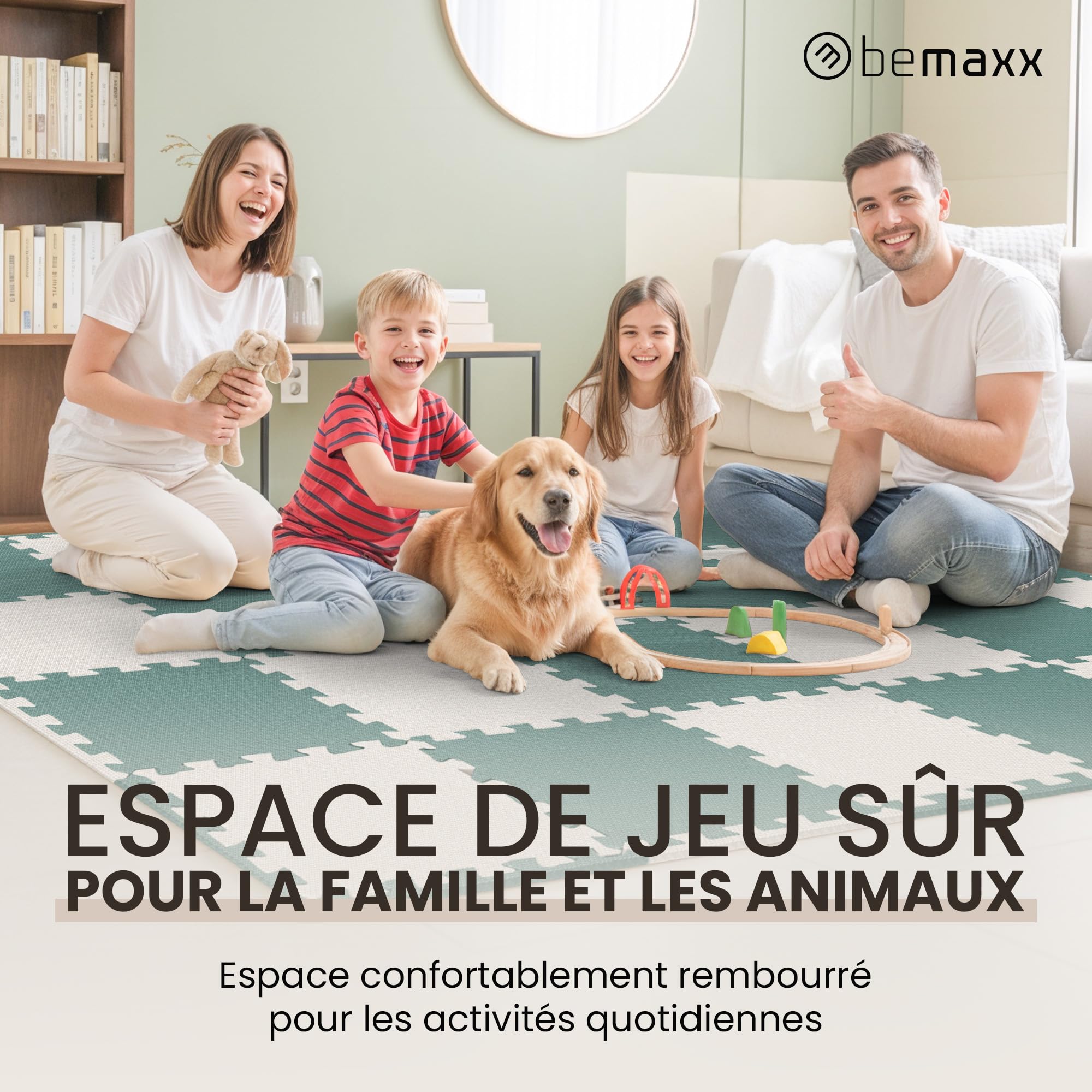 bemaxx Tapis de Fitness Protection de Sol Salle de Sport - Dalles en Mousse | EVA Caoutchouc sans BPA Matelas Puzzle Yoga Pilates Tatami pour Matériel Gym Banc de Musculation Garage Piscine Isolation