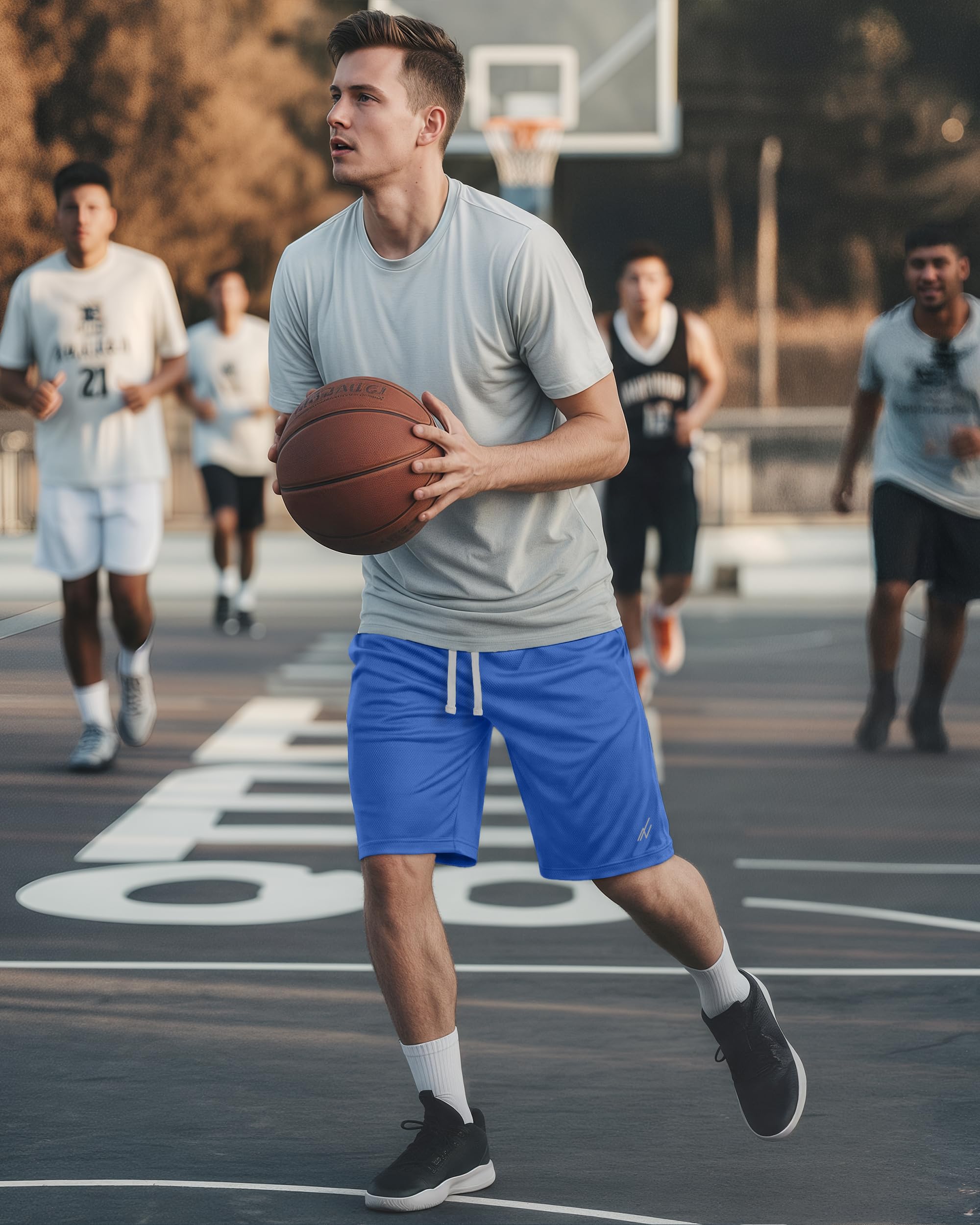 Breathable Mesh Mens Athletic Shorts Loose-Fit Quick Dry Running Gym Shorts | Lightweight Activewear Knit Workout Shorts with Pockets 8 Inch Inseam Elastic Waistband with Drawstring