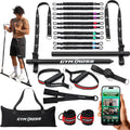 Resistance Bands Set with 10 Natural Latex Resistance Bands 200 kg + Resistance Bar & Suspension Straps – Fitness/Pilates/Home Workout & Crossfit Resistance Band Kit
